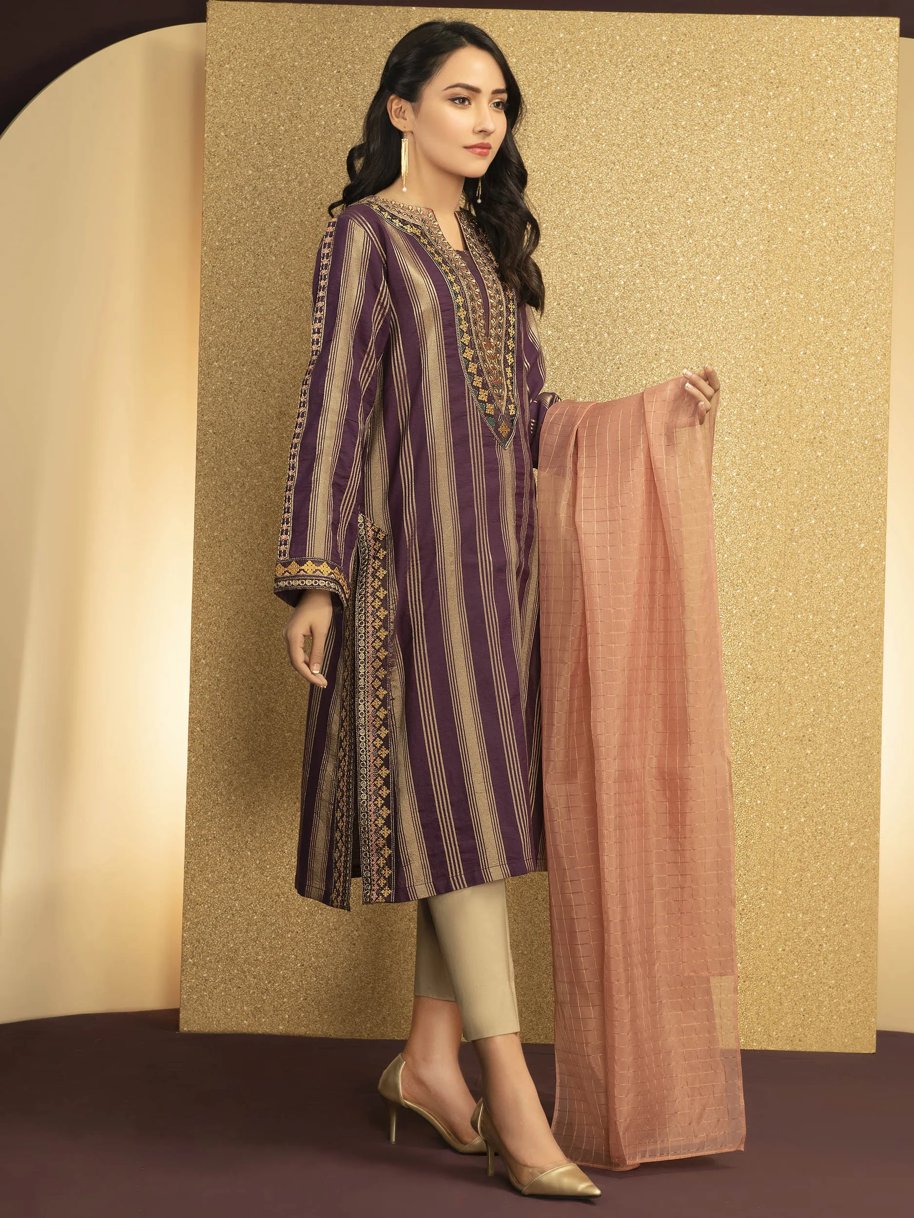 2 Piece Jacquard Suit-Embroidered(Unstitched)