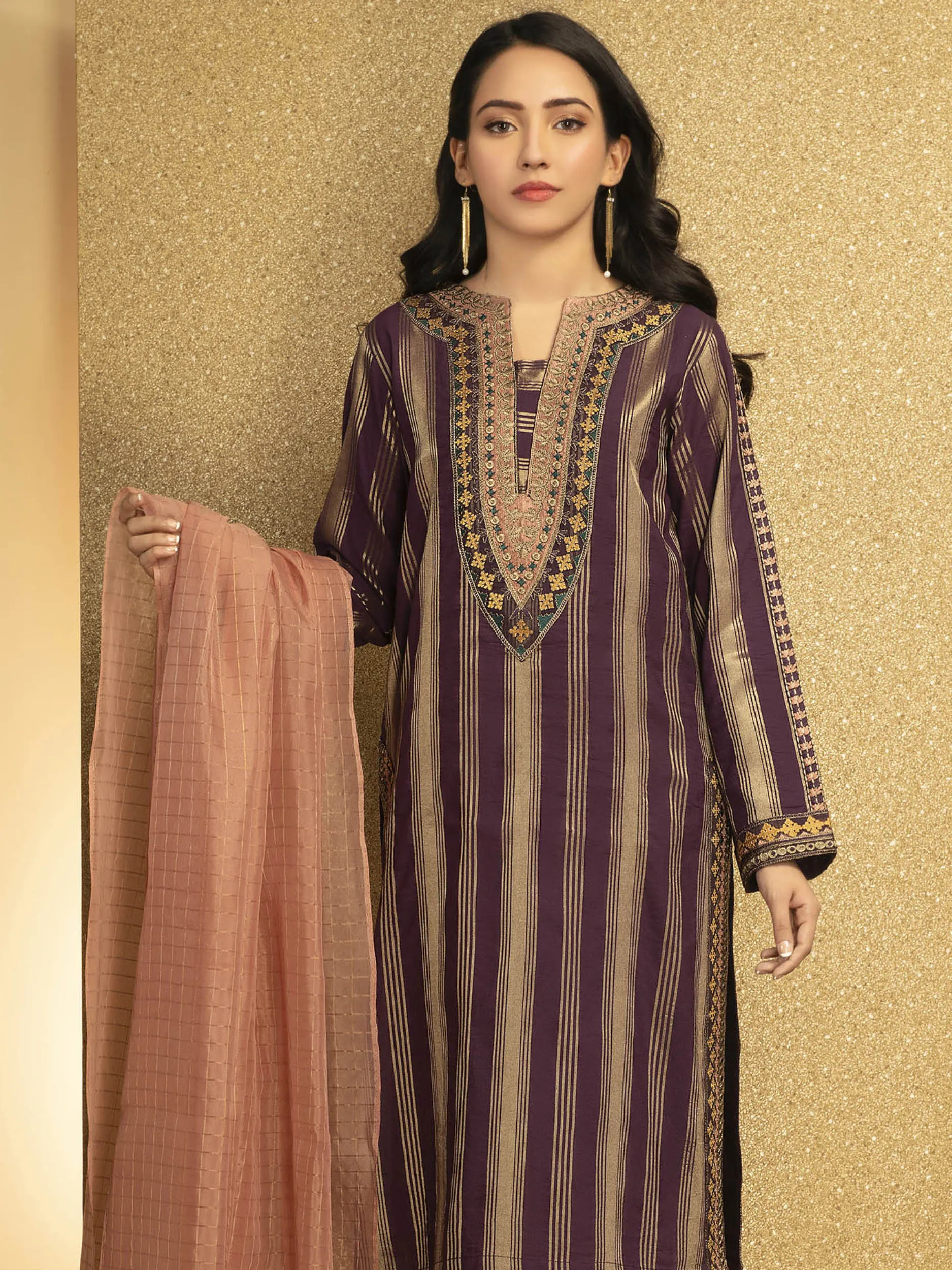 2 Piece Jacquard Suit-Embroidered(Unstitched)