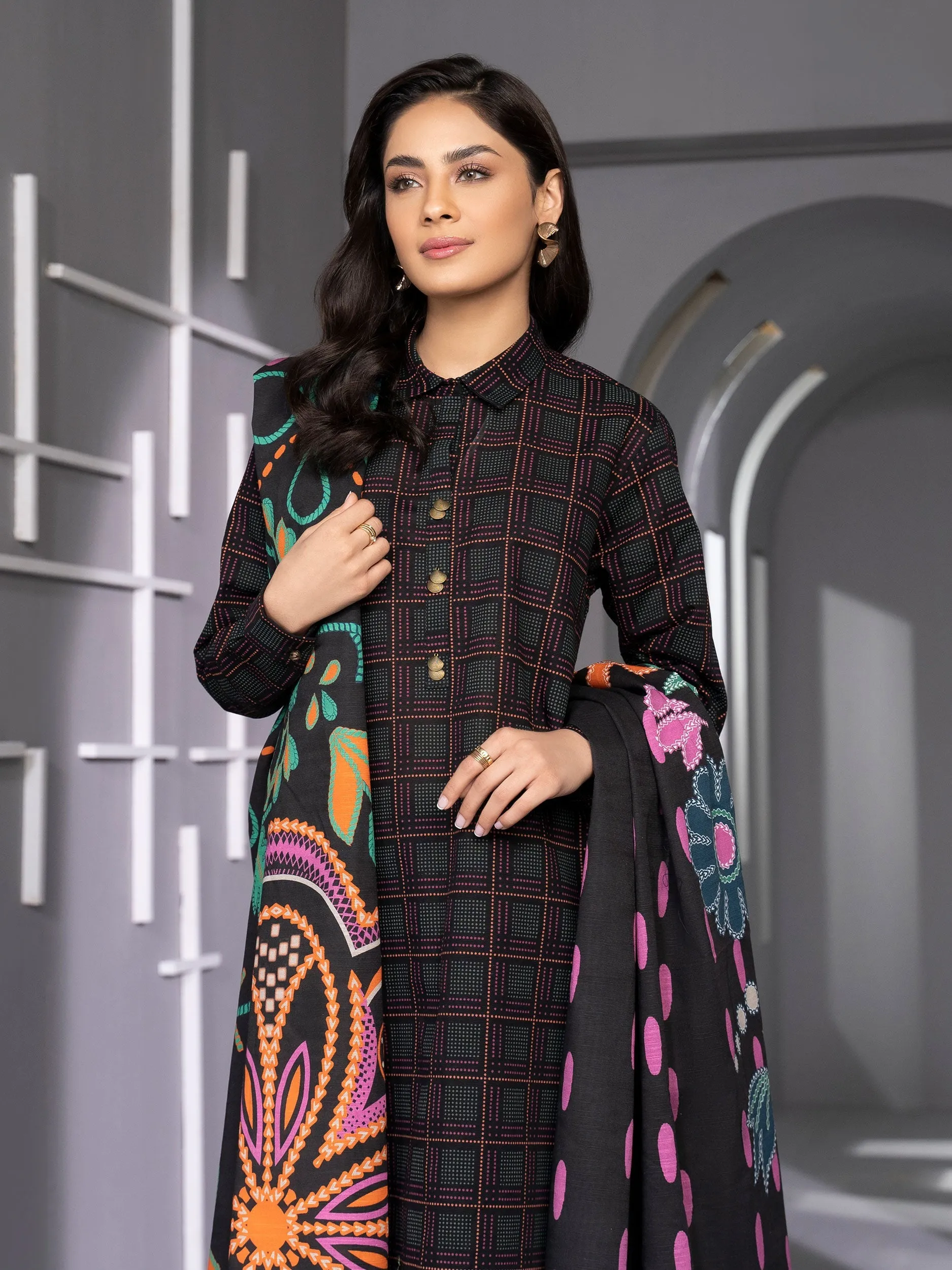 2 Piece Khaddar Suit-Printed (Unstitched)