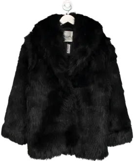 Abercrombie & Fitch Black Shawl Collar Faux Fur Coat UK L