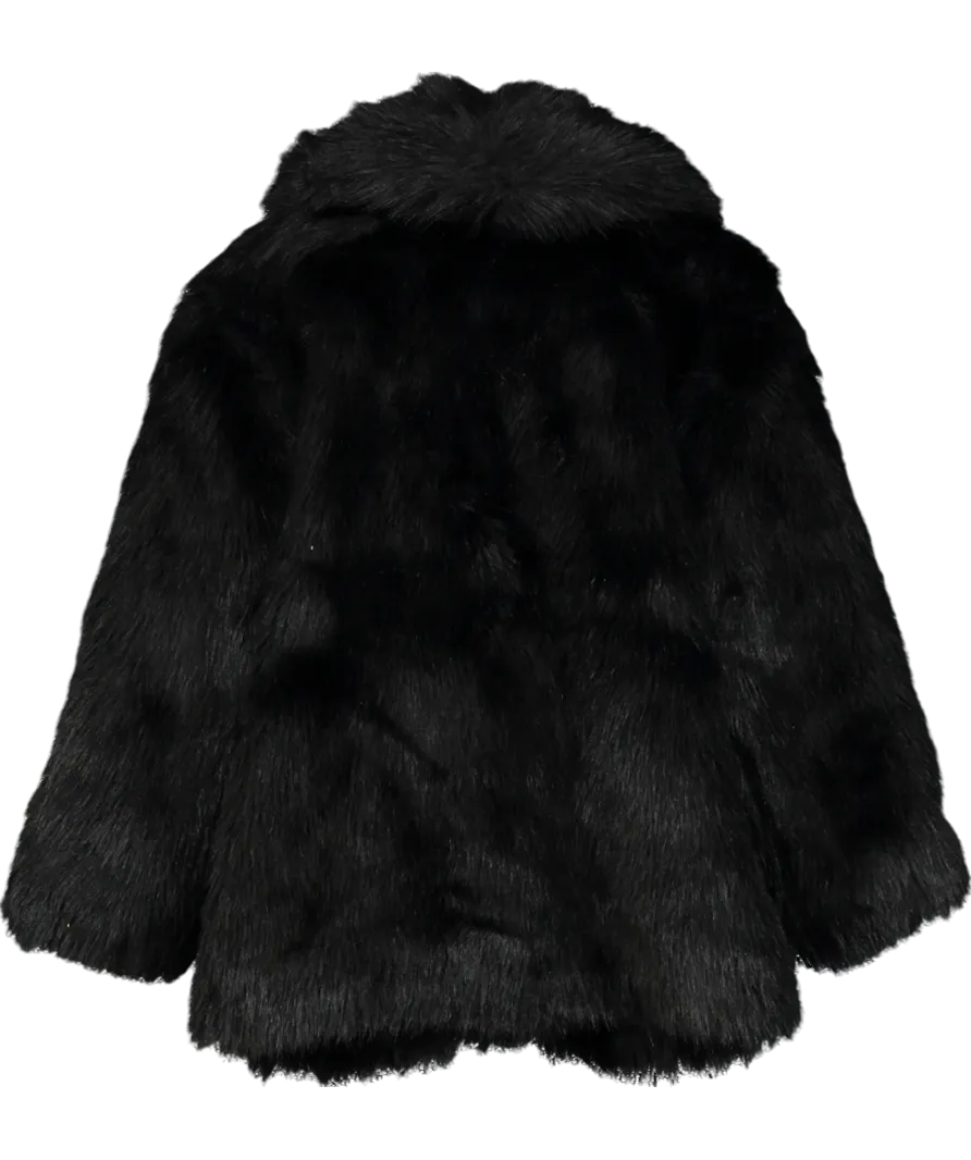 Abercrombie & Fitch Black Shawl Collar Faux Fur Coat UK L
