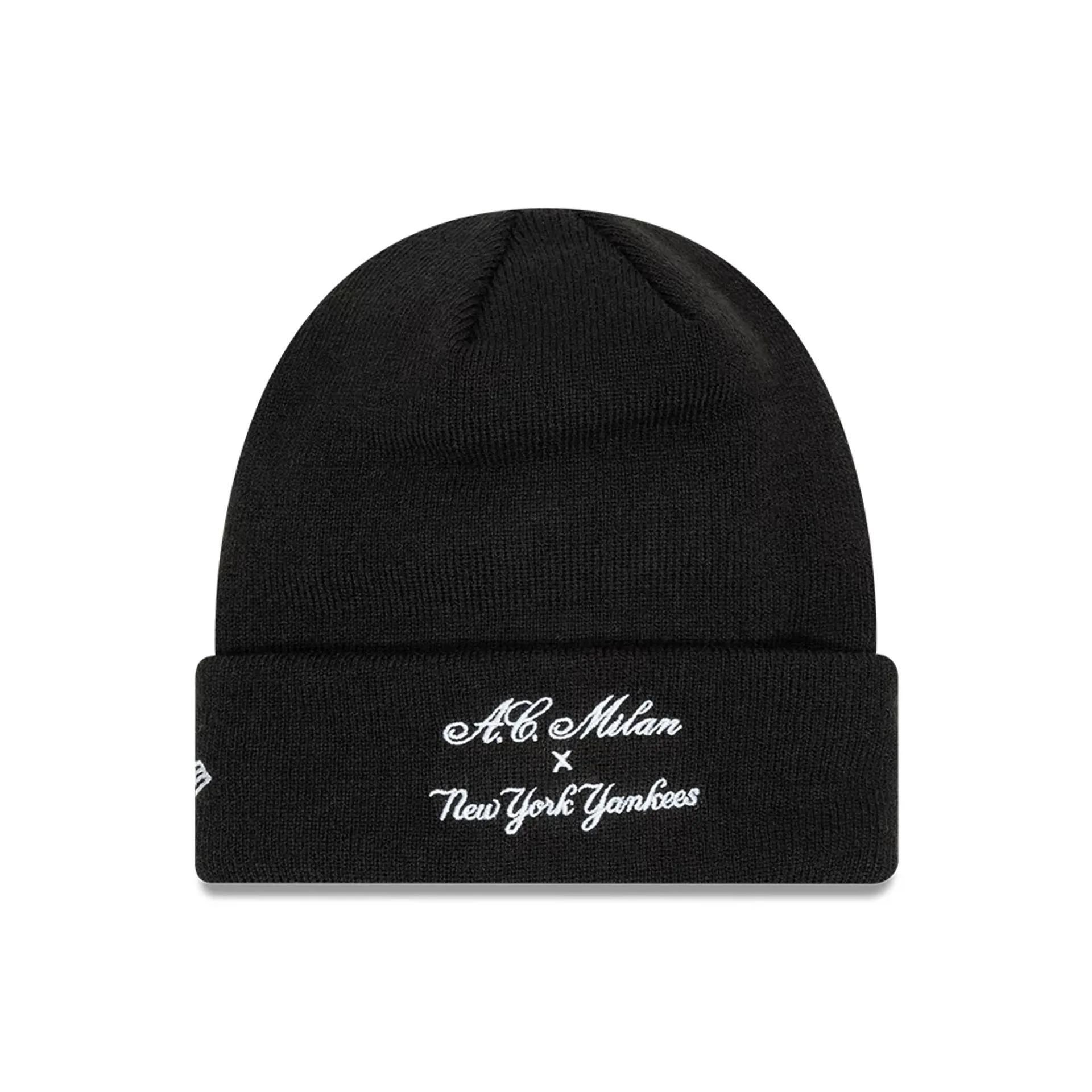 AC Milan x New York Yankees Script Black Cuff Knit Beanie Hat