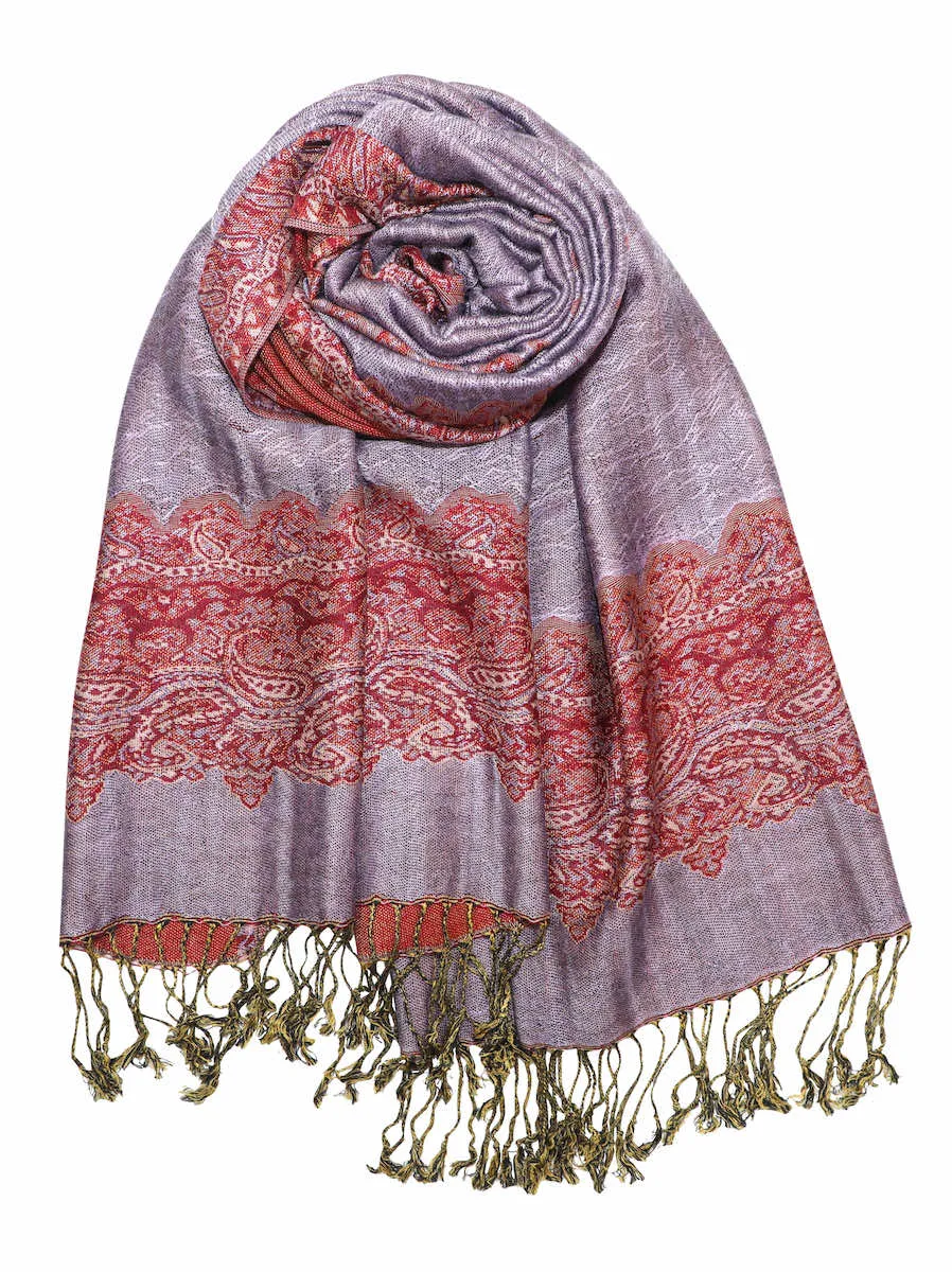 Achillea Reversible Paisley Border Pashmina Shawl Wrap Scarf