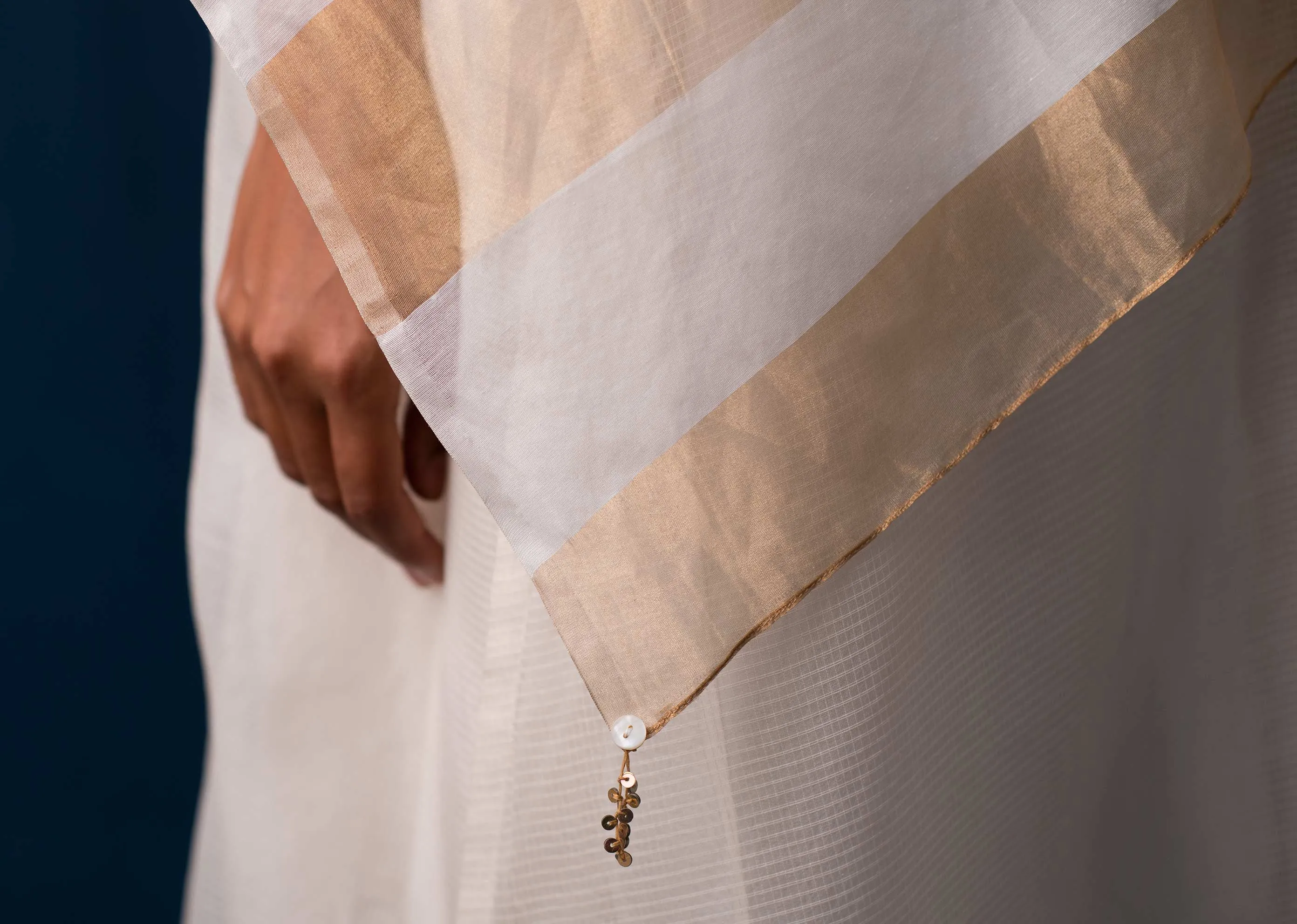 Afterglow Dupatta - Ivory & Gold
