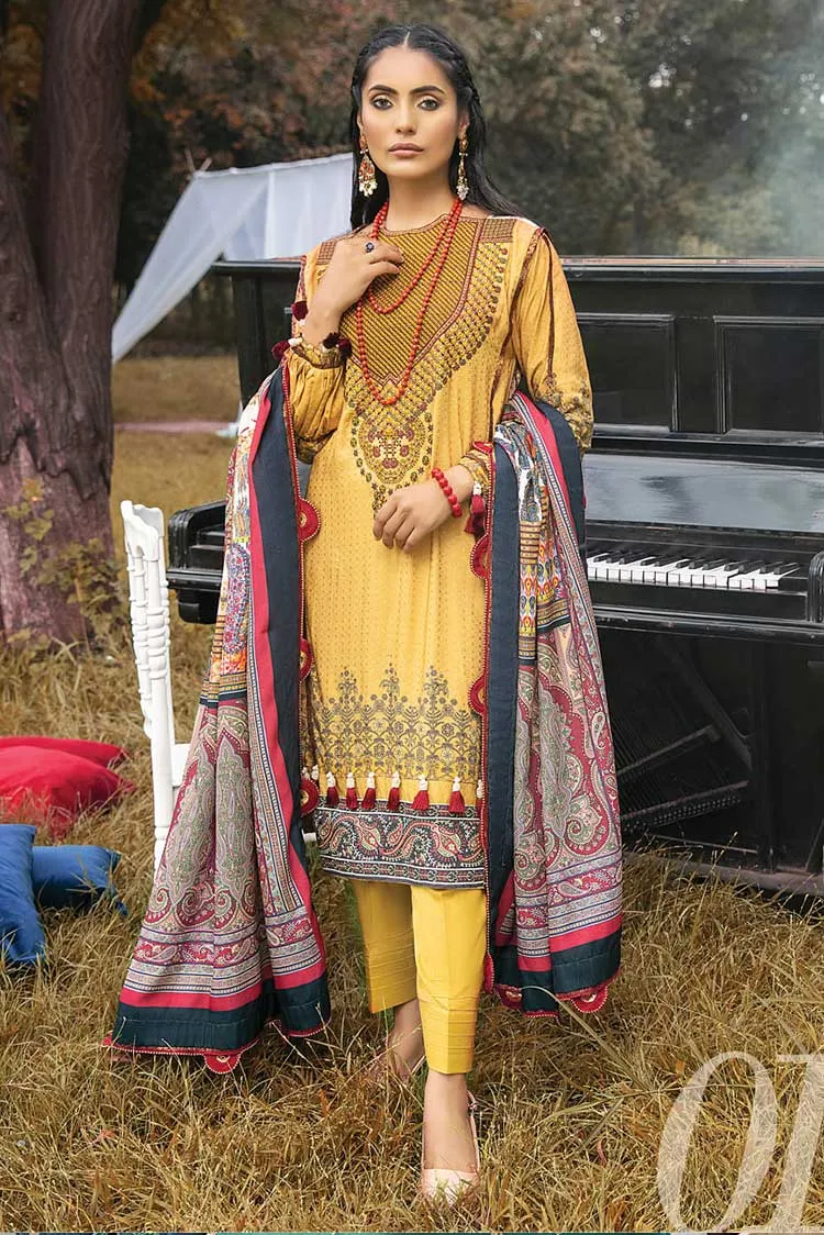 Al Zohaib Textile - WB21 01 Wintry Breeze Embroidered Shawl Collection