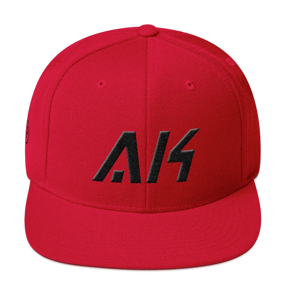 Alaska - Flat Brim Hat - Black Embroidery - AK - Many Hat Color Options Available