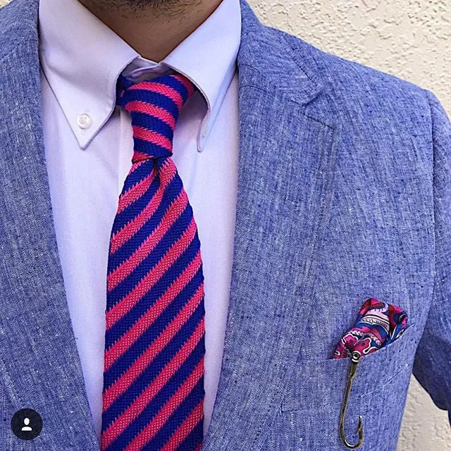 Altamont Paisley Silk Pocket Square, Pink / Blue