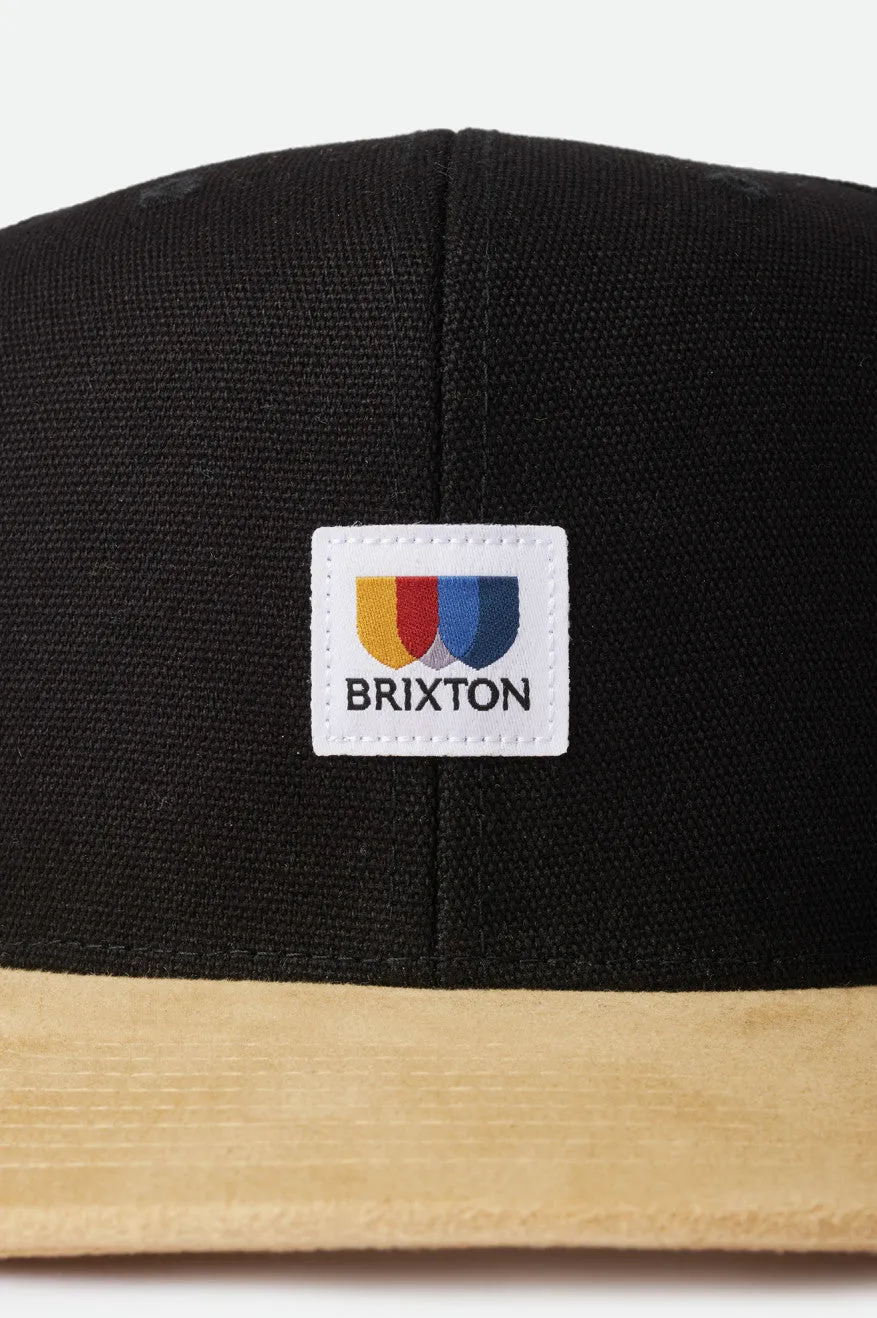 Alton MP Snapback - Black/Tan Suede
