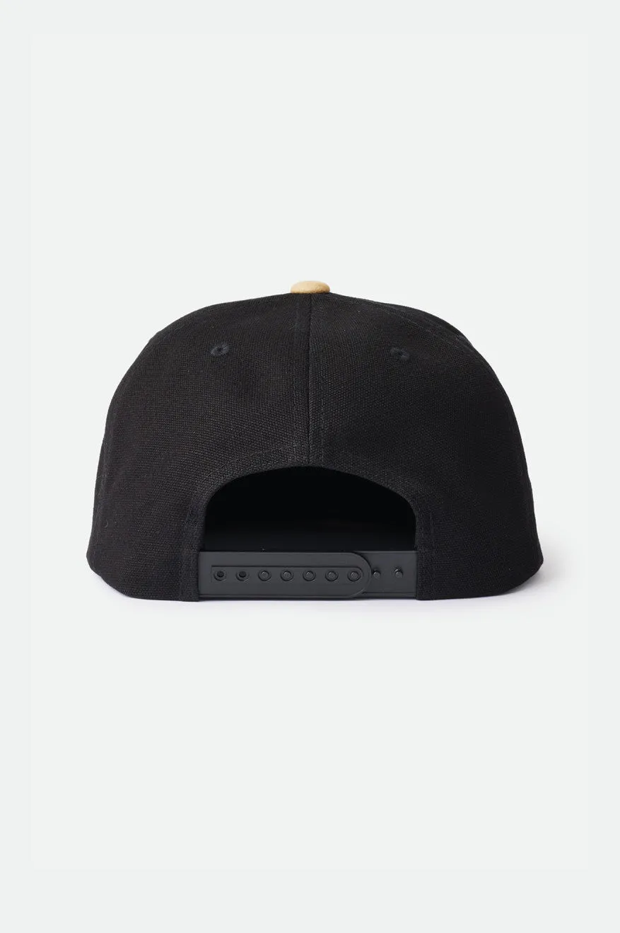 Alton MP Snapback - Black/Tan Suede