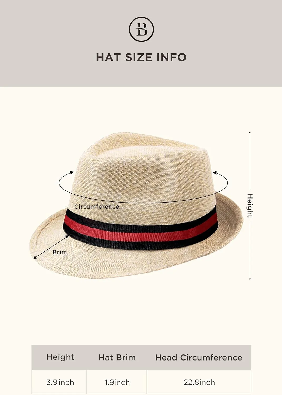 BABEYOND Straw Trilby Fedora Hat for Men-1920s Felt Panama Hat Short Brim Summer Cap with Ribbon