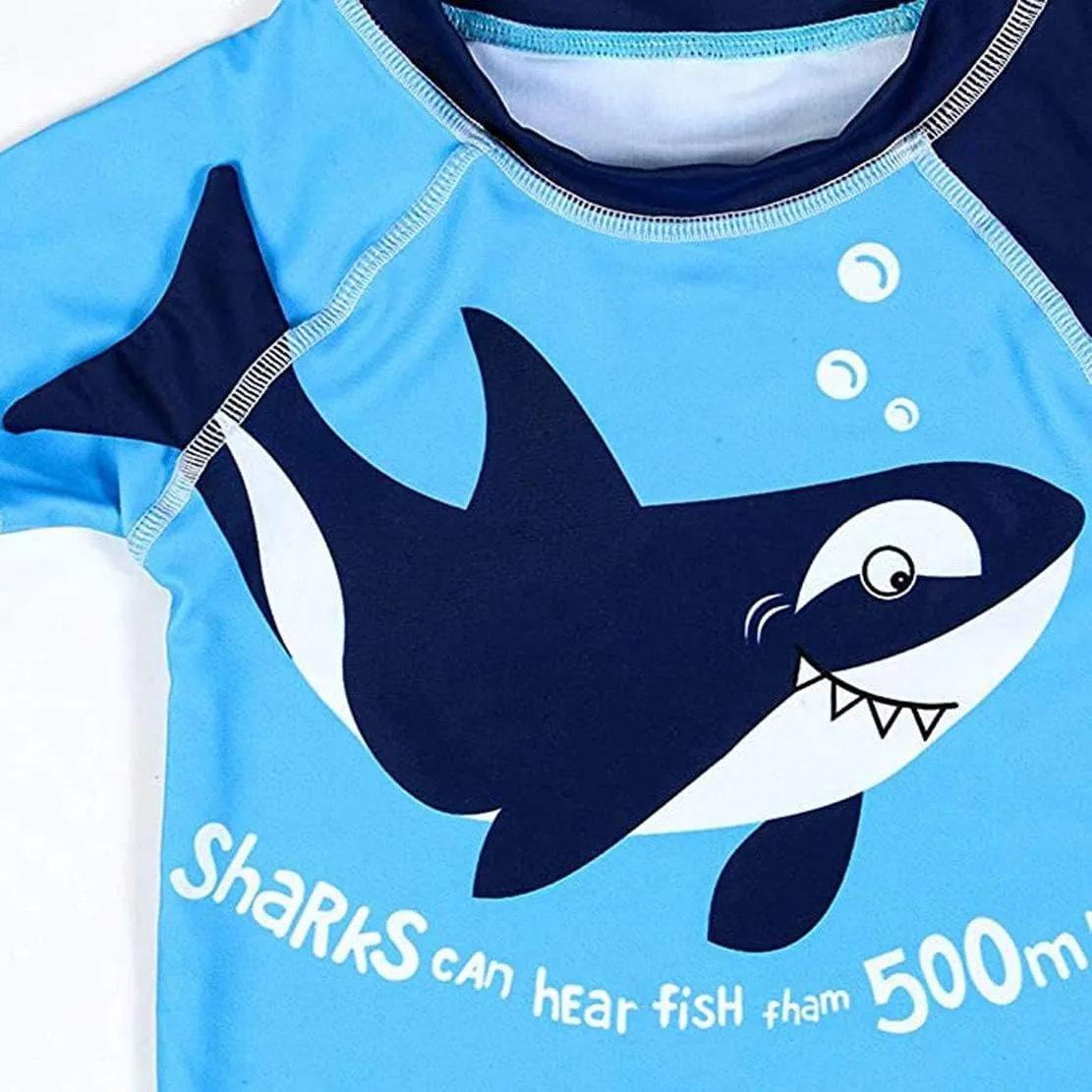 Baby Toddler Boys 3-Pieces Swimsuit Sets Blue Shark Bathing Suit Rash Guards Sunsuit Swimwear with Hat UPF 50  FBA