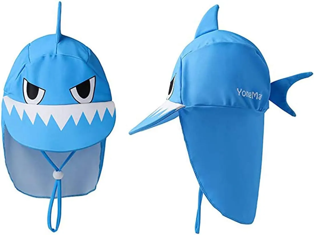Baby Toddler Boys 3-Pieces Swimsuit Sets Blue Shark Bathing Suit Rash Guards Sunsuit Swimwear with Hat UPF 50  FBA