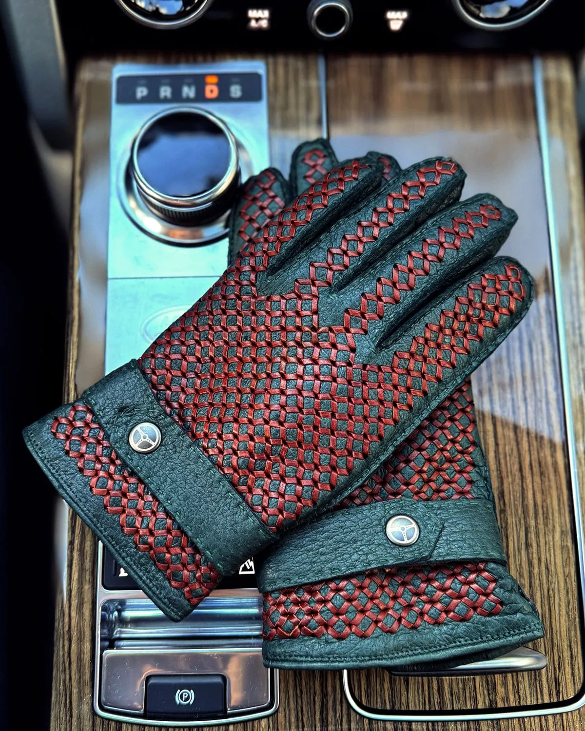BESPOKE - Peccary Leather and Cashmere Driving Gloves - Dark Green/Cognac