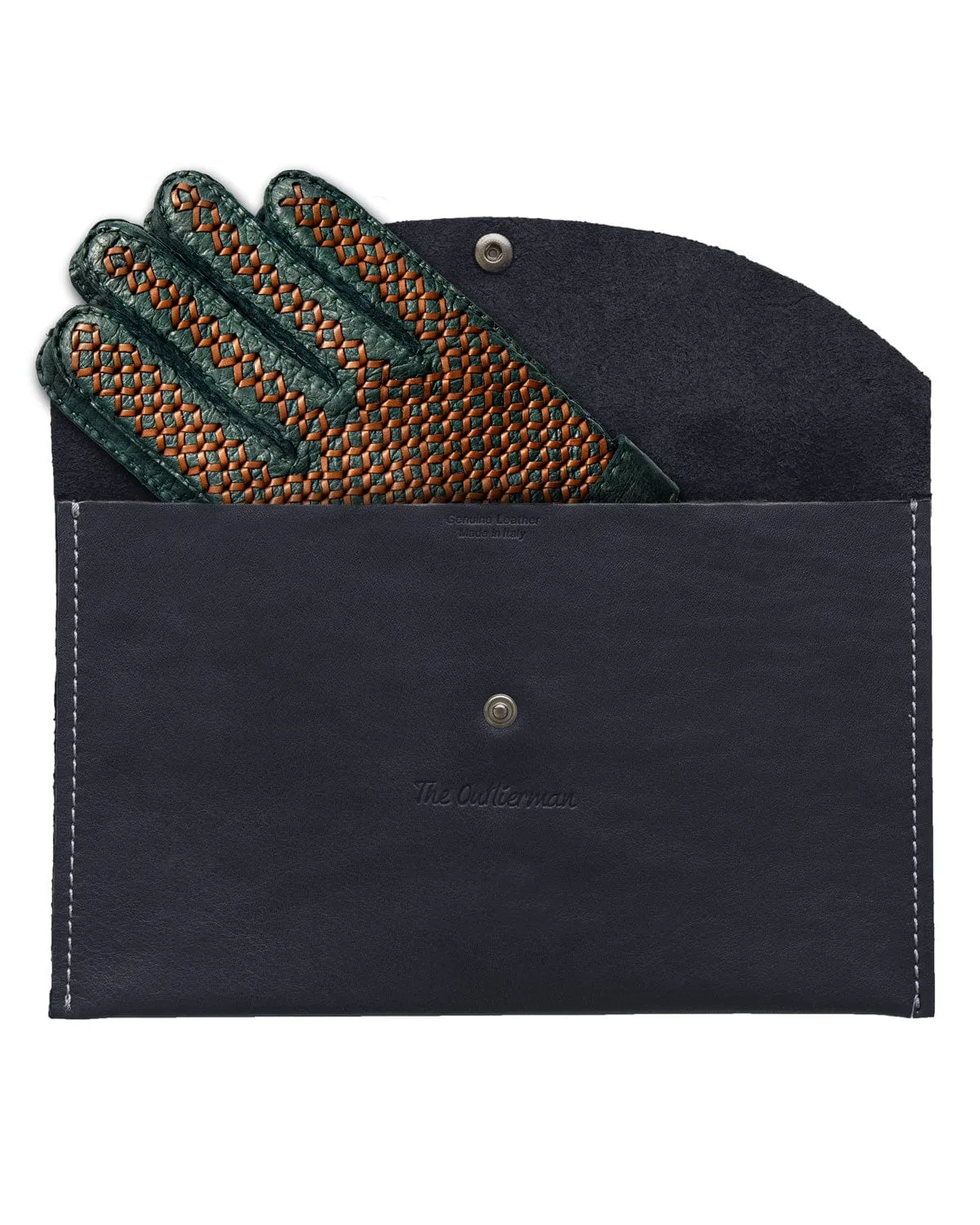 BESPOKE - Peccary Leather and Cashmere Driving Gloves - Dark Green/Cognac