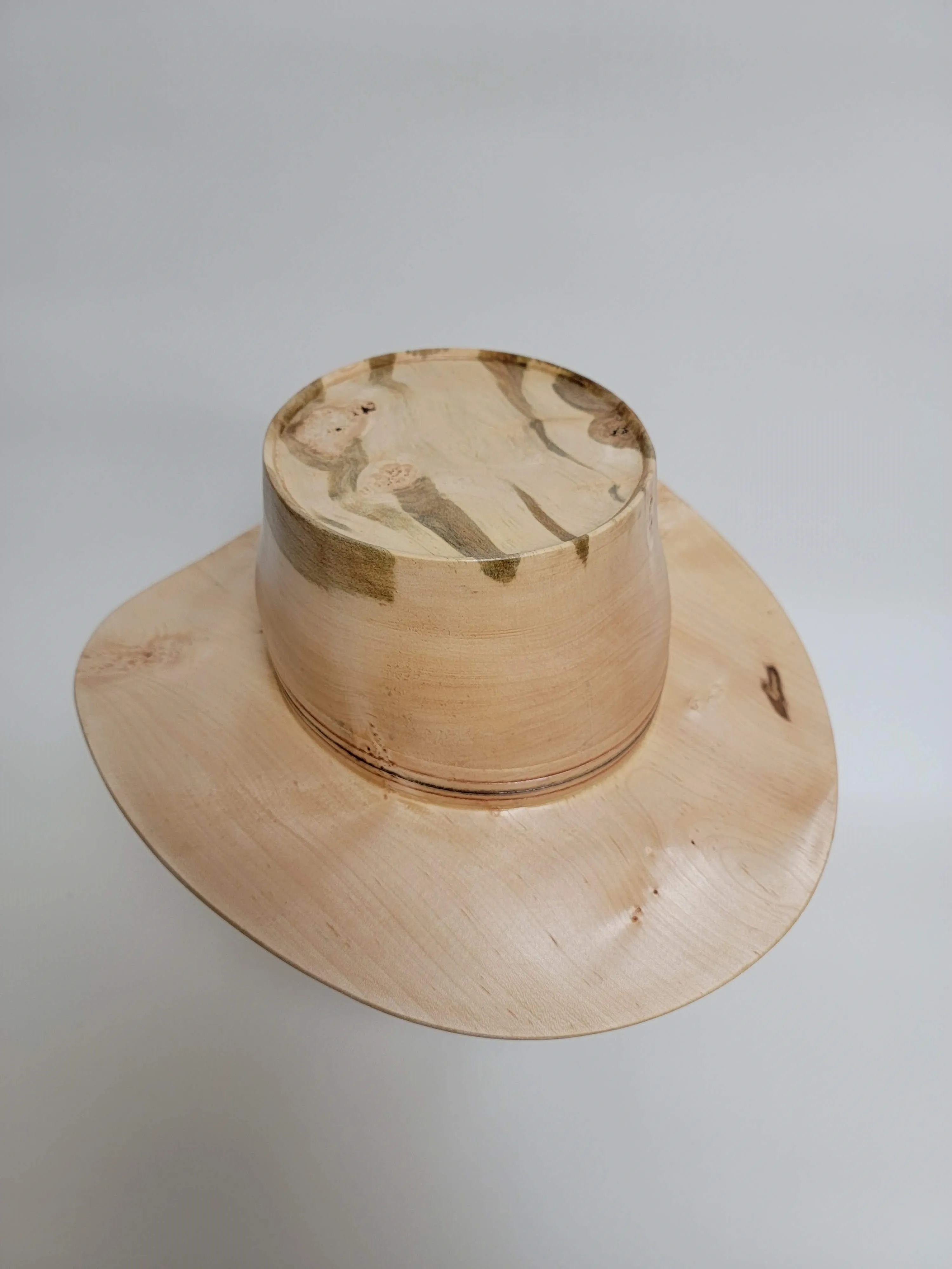 Birdseye Maple Cowboy Hat - Rare Wood Turned Men's Headwear #400