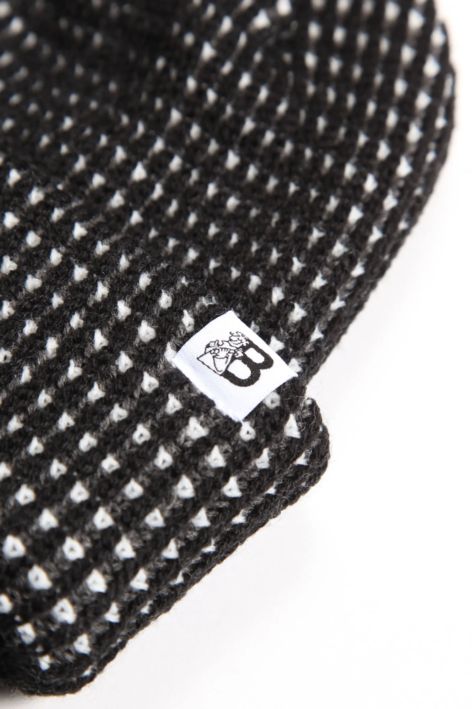 Tri-Colour Black/Grey/White Beanie Hat from Blacksmith - Versatile & Warm Waffle Knit Design
