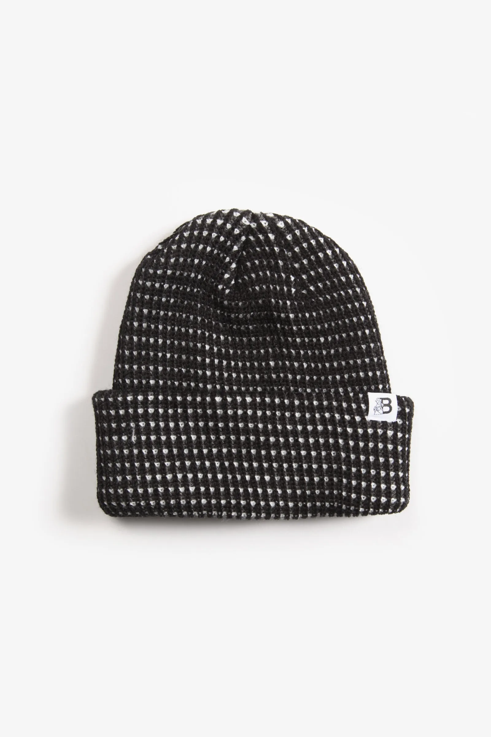 Tri-Colour Black/Grey/White Beanie Hat from Blacksmith - Versatile & Warm Waffle Knit Design
