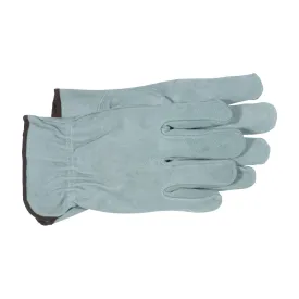 BOSS 4065M Driver Gloves, M, Keystone Thumb, Open, Shirred Elastic Back Cuff, Cowhide Leather, Gray