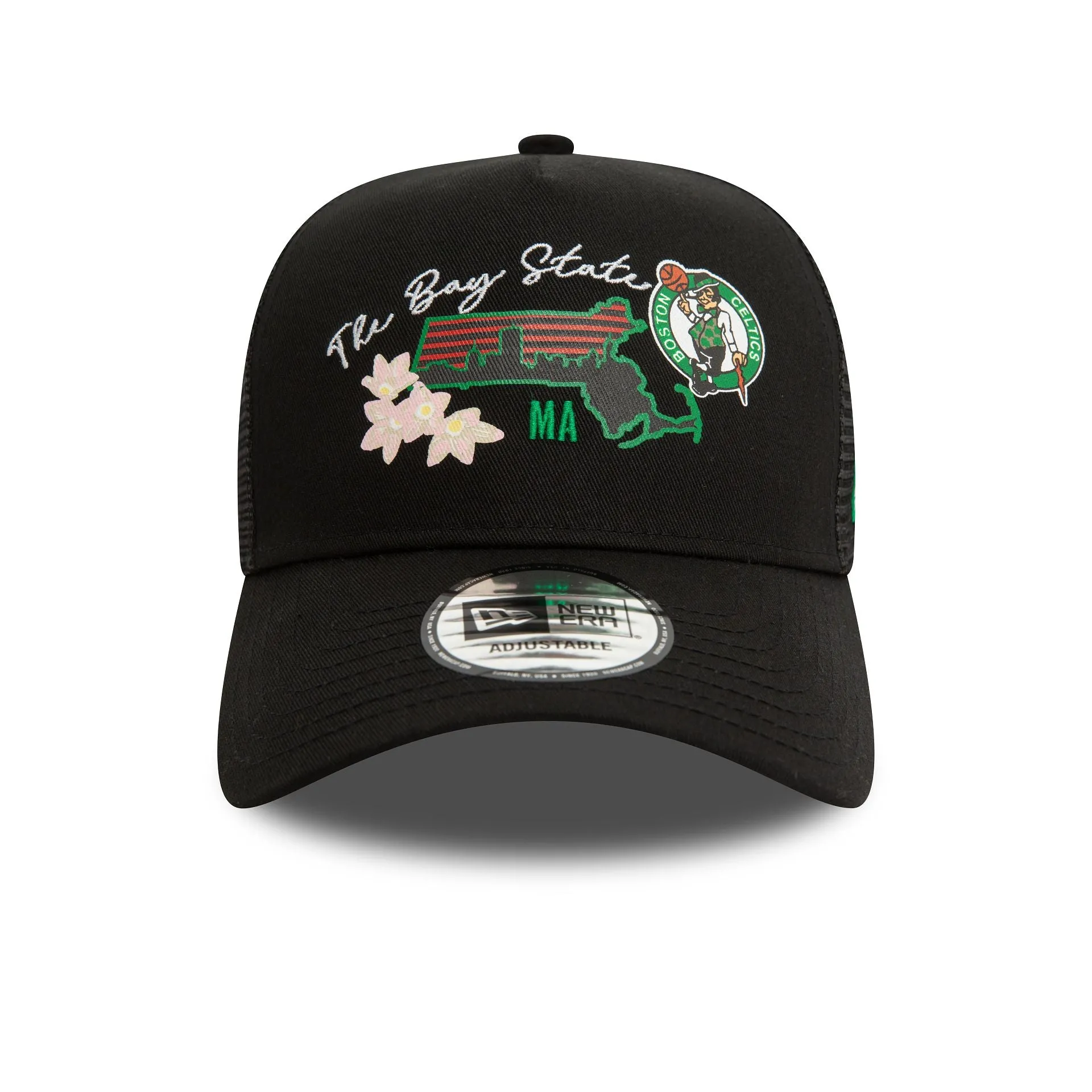 Boston Celtics NBA Team Logo Black A-Frame Trucker Cap