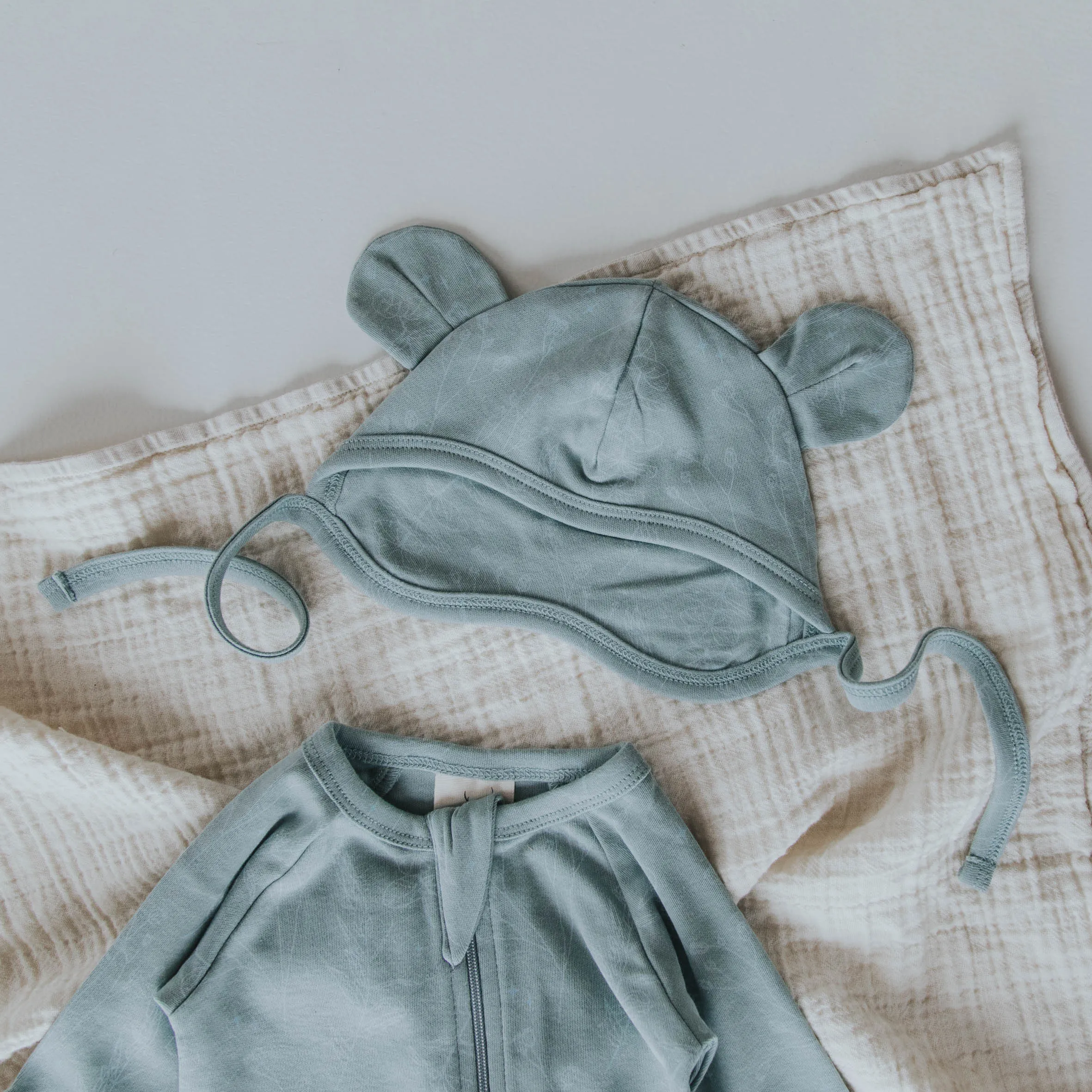 Buck and Baa Organic Cotton Bear Ears Hat - Laurel
