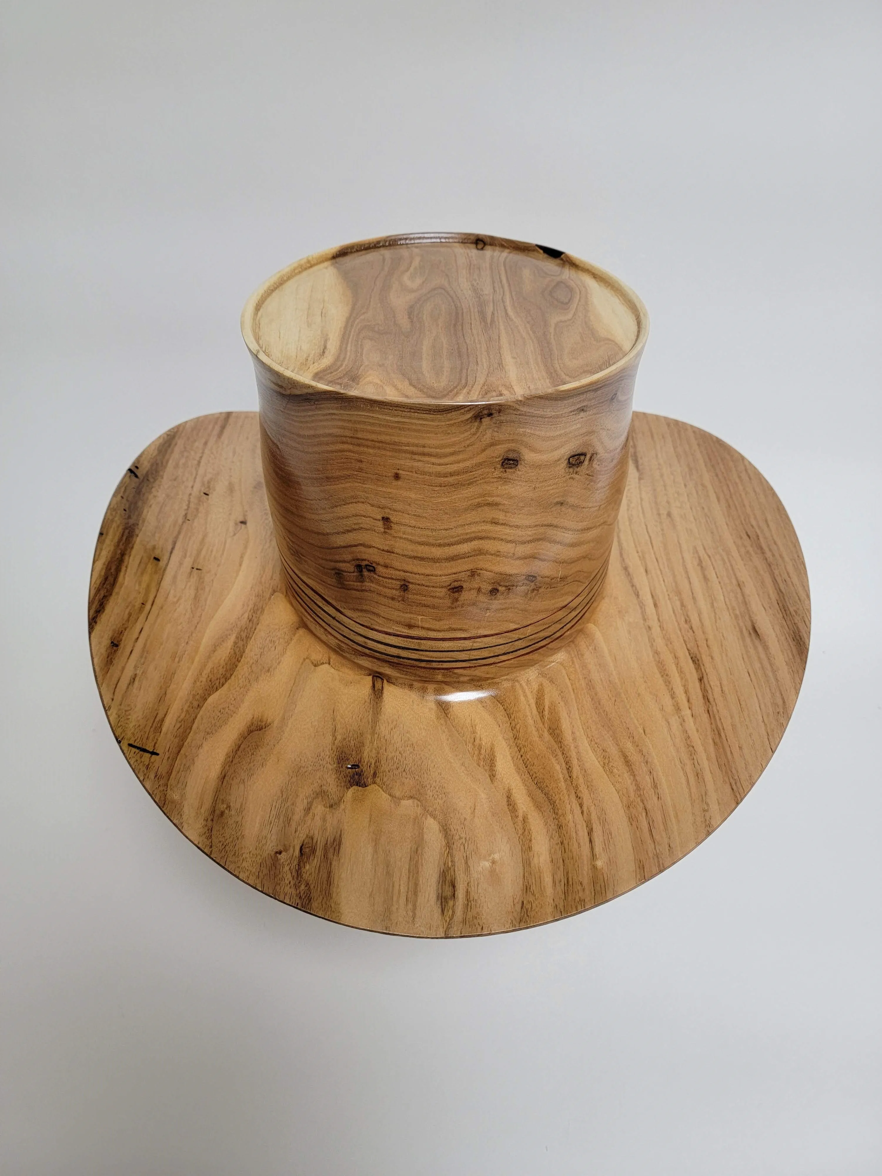Butternut Cowboy Hat - Rare Wood Turned Men's Headwear #379