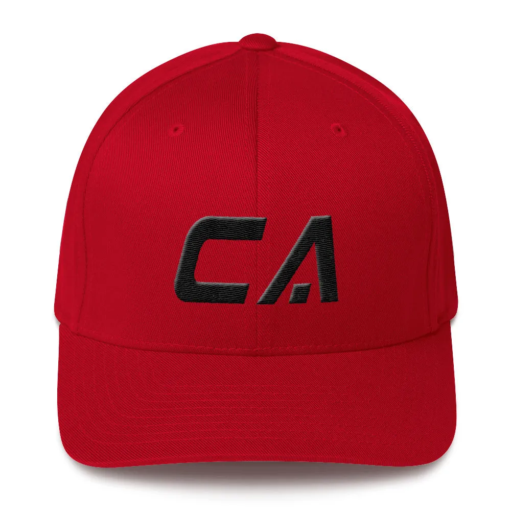 California - Structured Twill Cap - Black Embroidery - CA - Many Hat Color Options Available