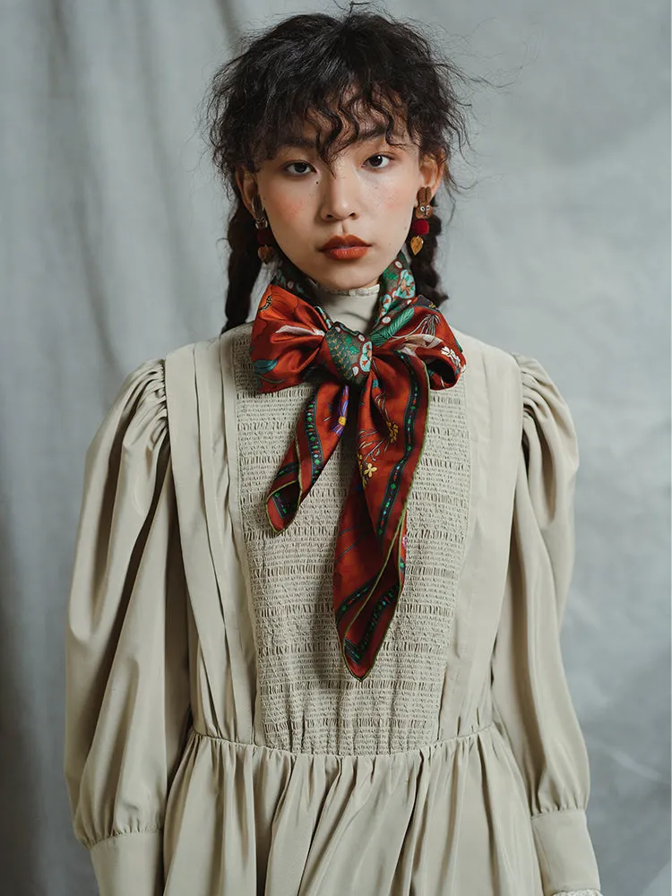 Chowxiaodou 16 Momme Large Square Slik Twill Scarf 106*106-Vintage Red