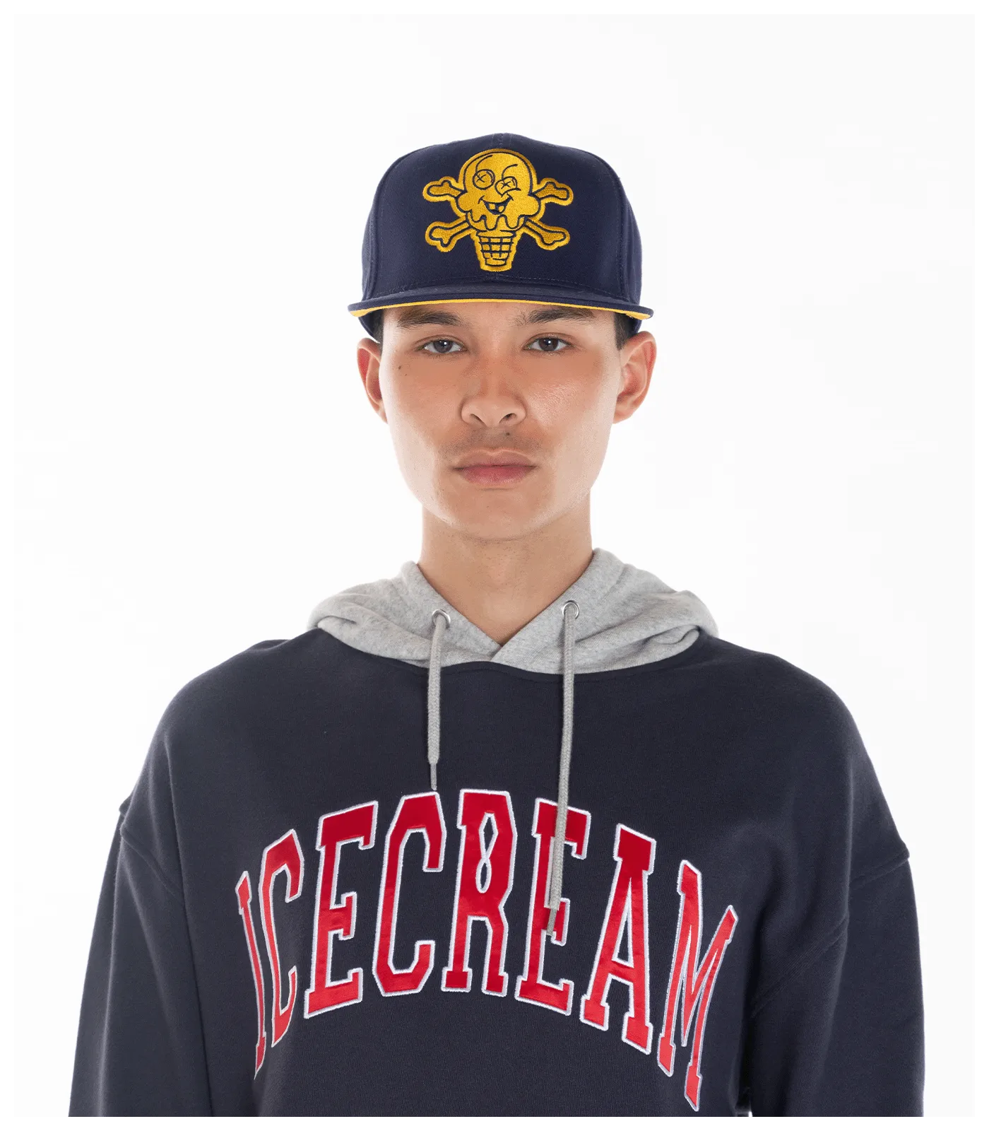 Stylish Blue 6-Panel Cap with Cones & Bones Design