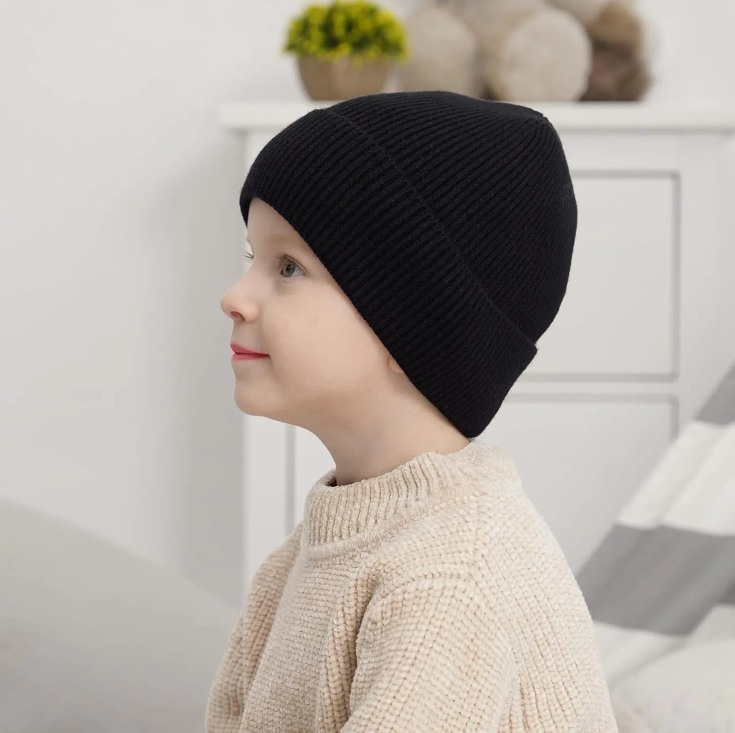 Connectyle Kids Beanie Hat Warm Winter Hats for Boys Girls Fleece Lined Knit Cap