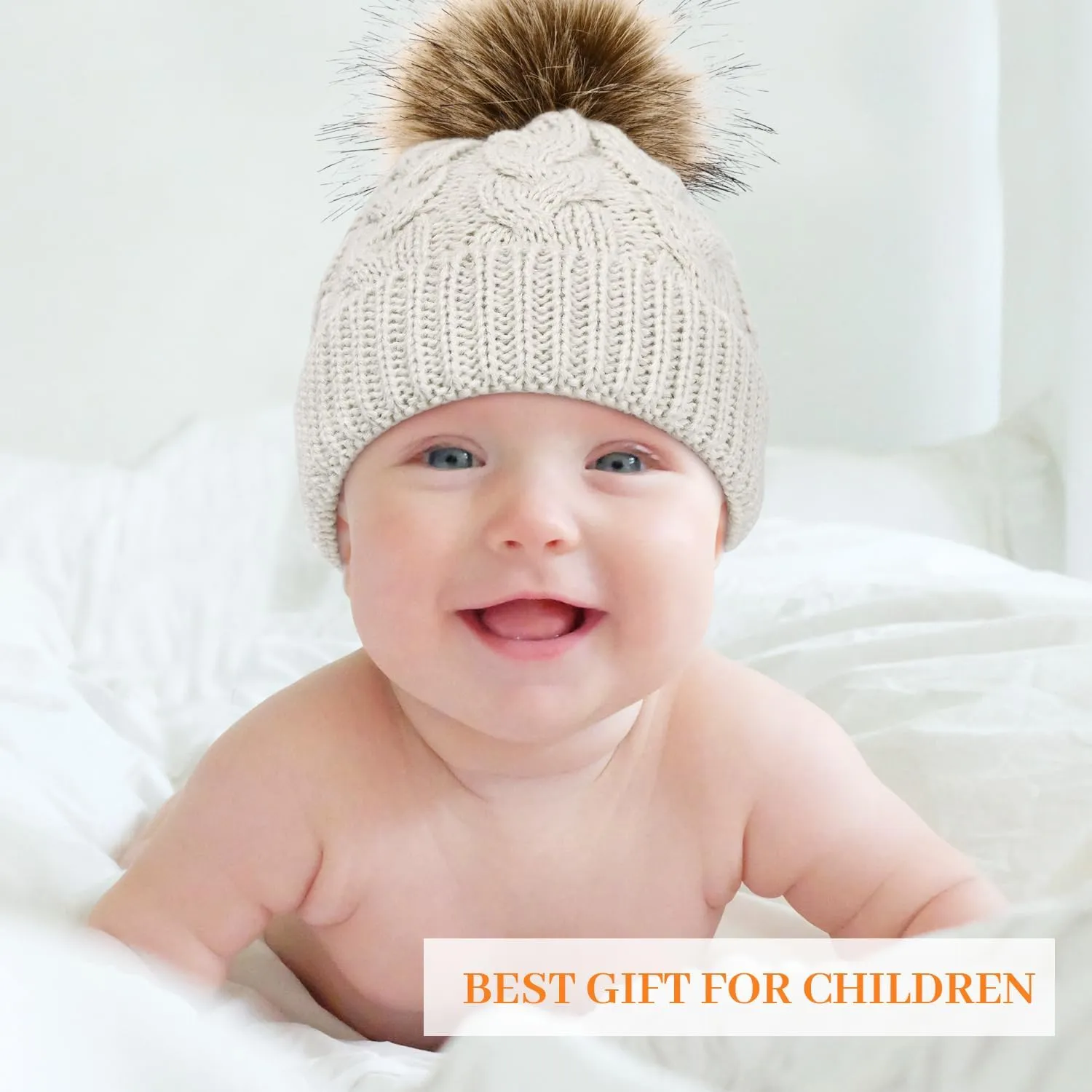 DANMY Baby Beanie Hat, Infant Newborn Toddler Winter Warm Knit Cap for Little Boys Girls, Winter Warm Hat