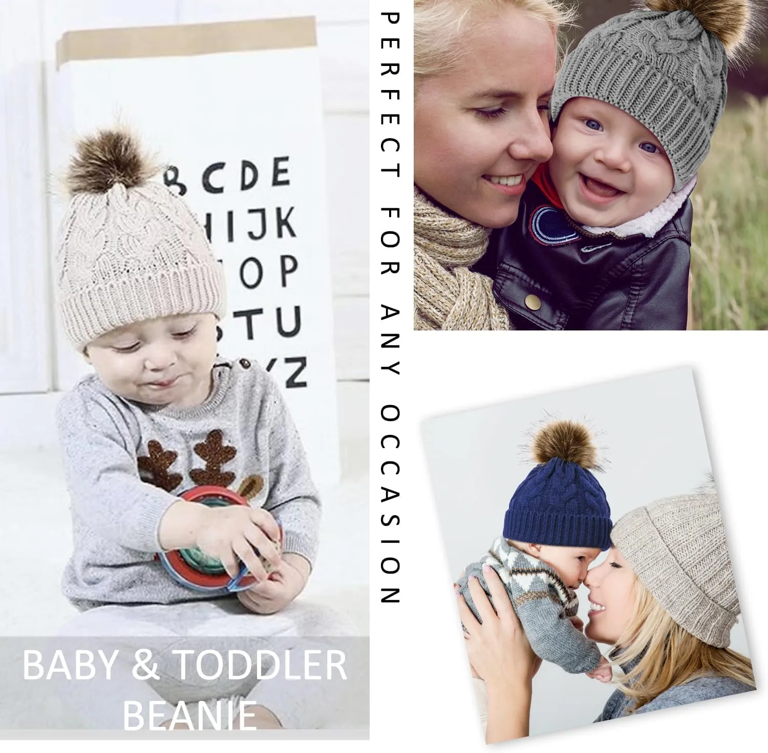 DANMY Baby Beanie Hat, Infant Newborn Toddler Winter Warm Knit Cap for Little Boys Girls, Winter Warm Hat
