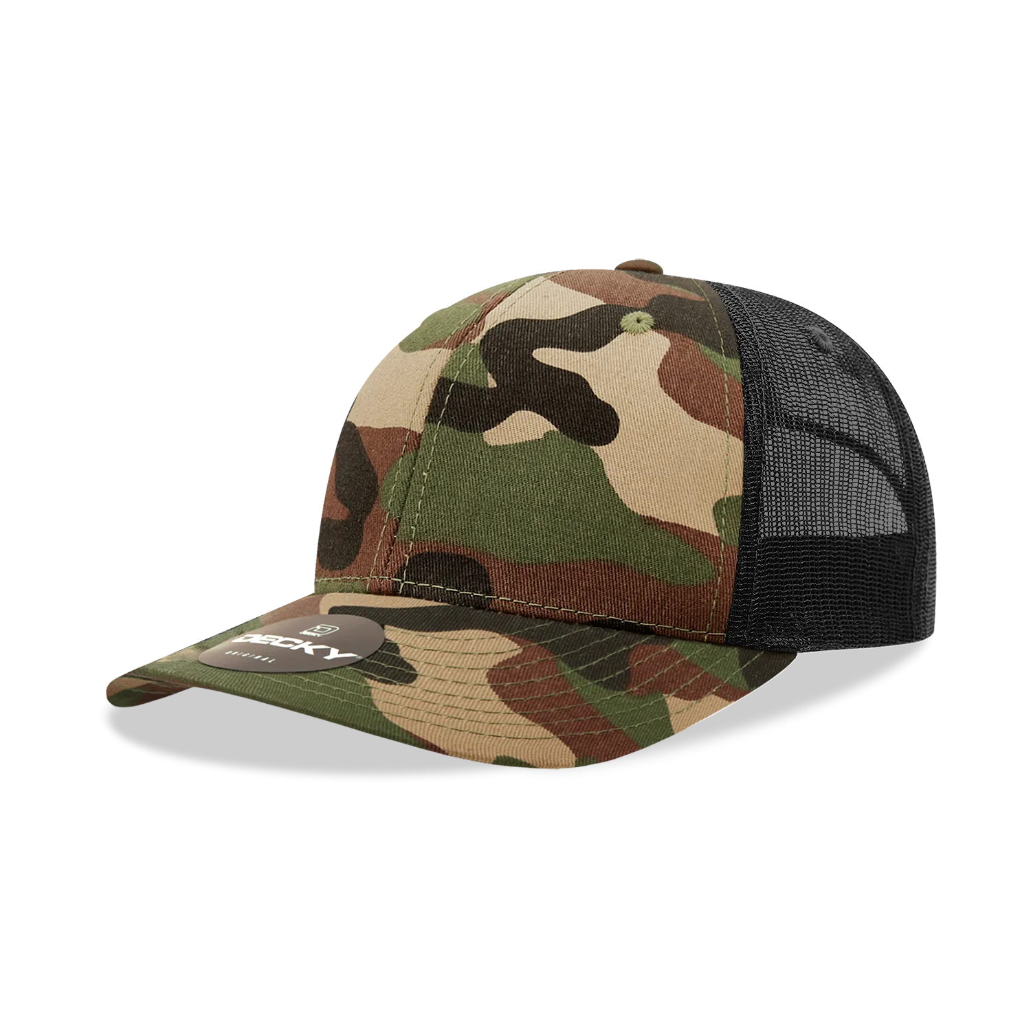 Decky 6021 - Classic Trucker Hat, 6 Panel Mid Profile Trucker Cap