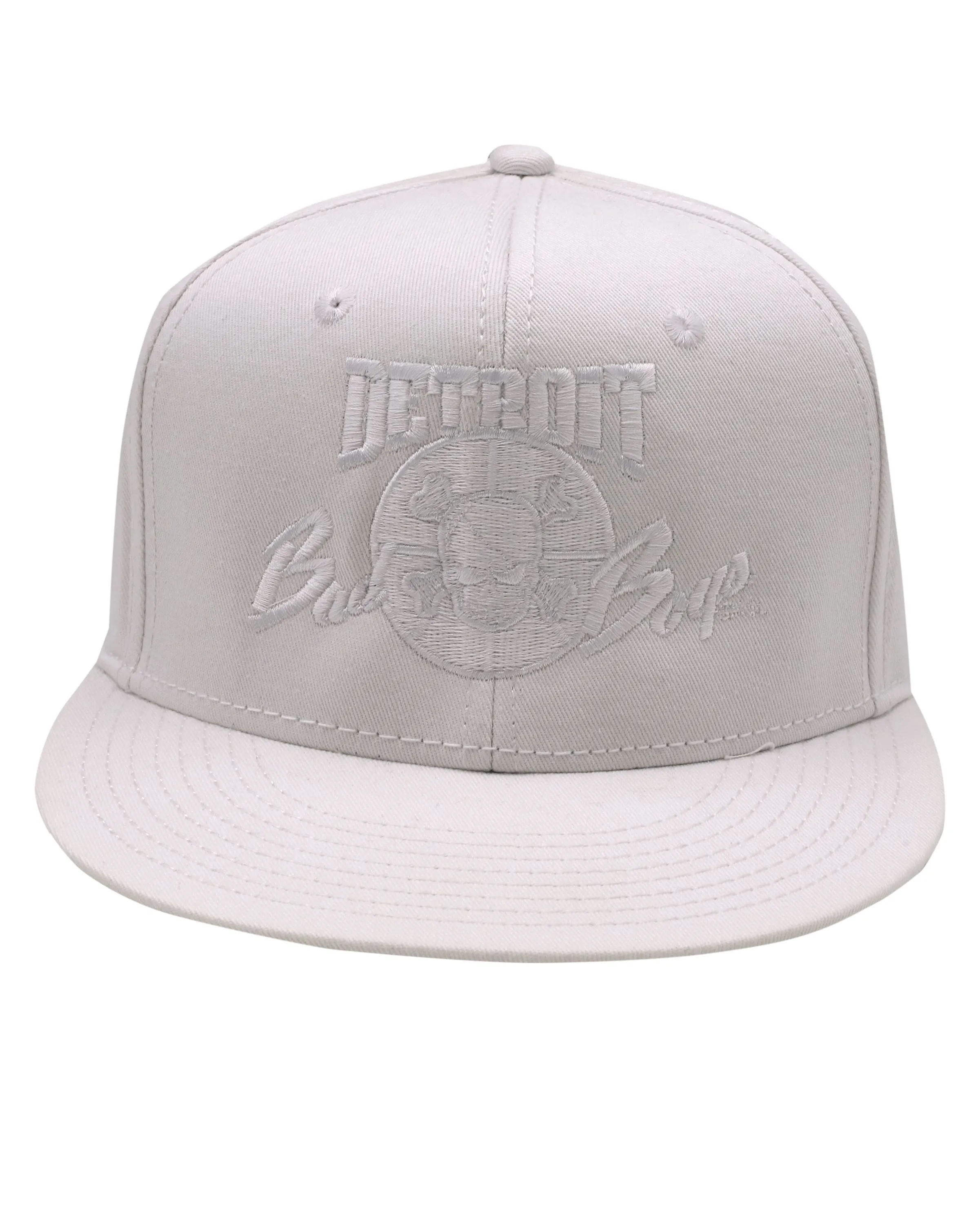 Detroit Bad Boys Flat Bill Snapback Cap - Tone on Tone Wht