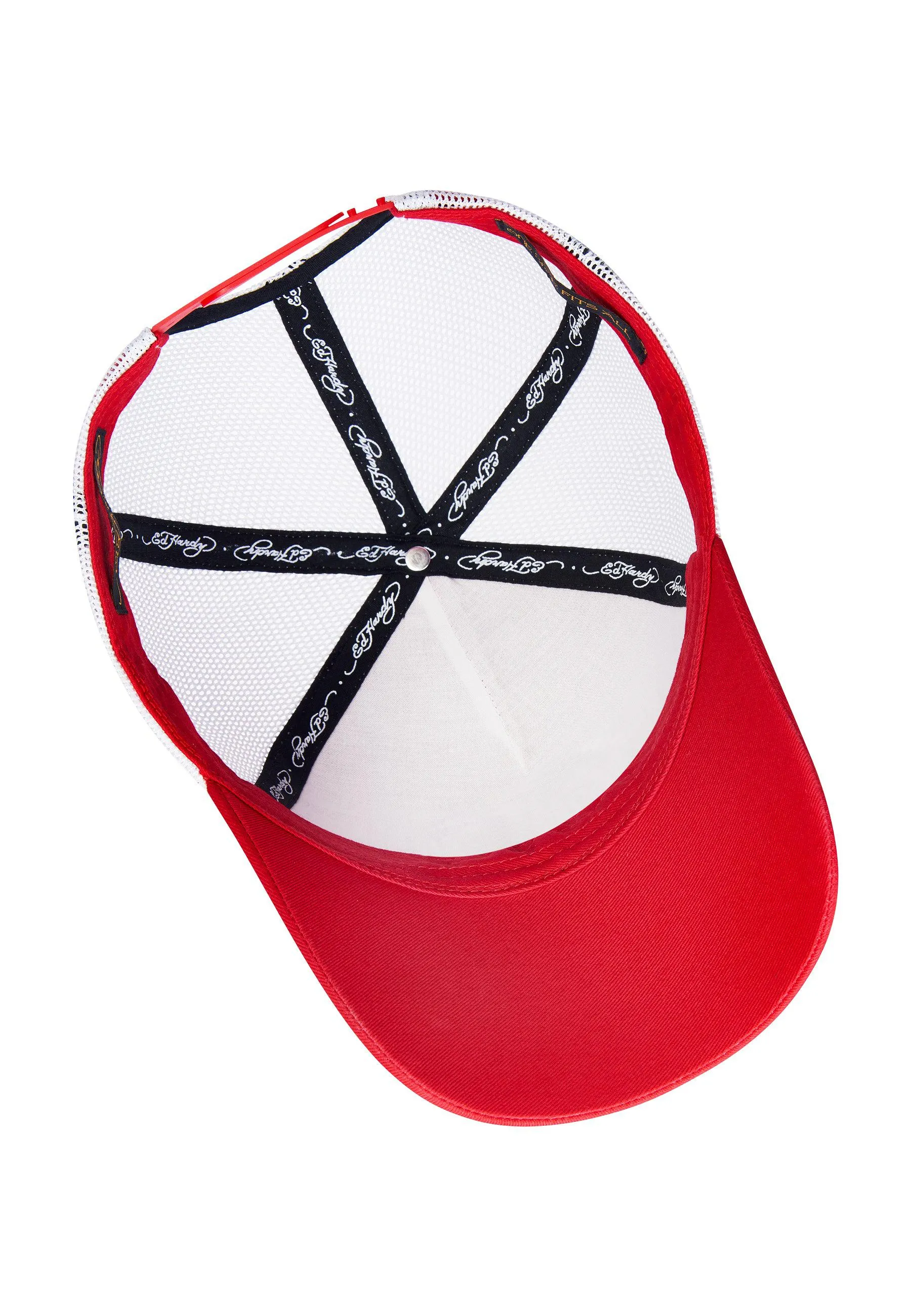Eagle-Skull Twill Front Mesh Trucker - Red/White