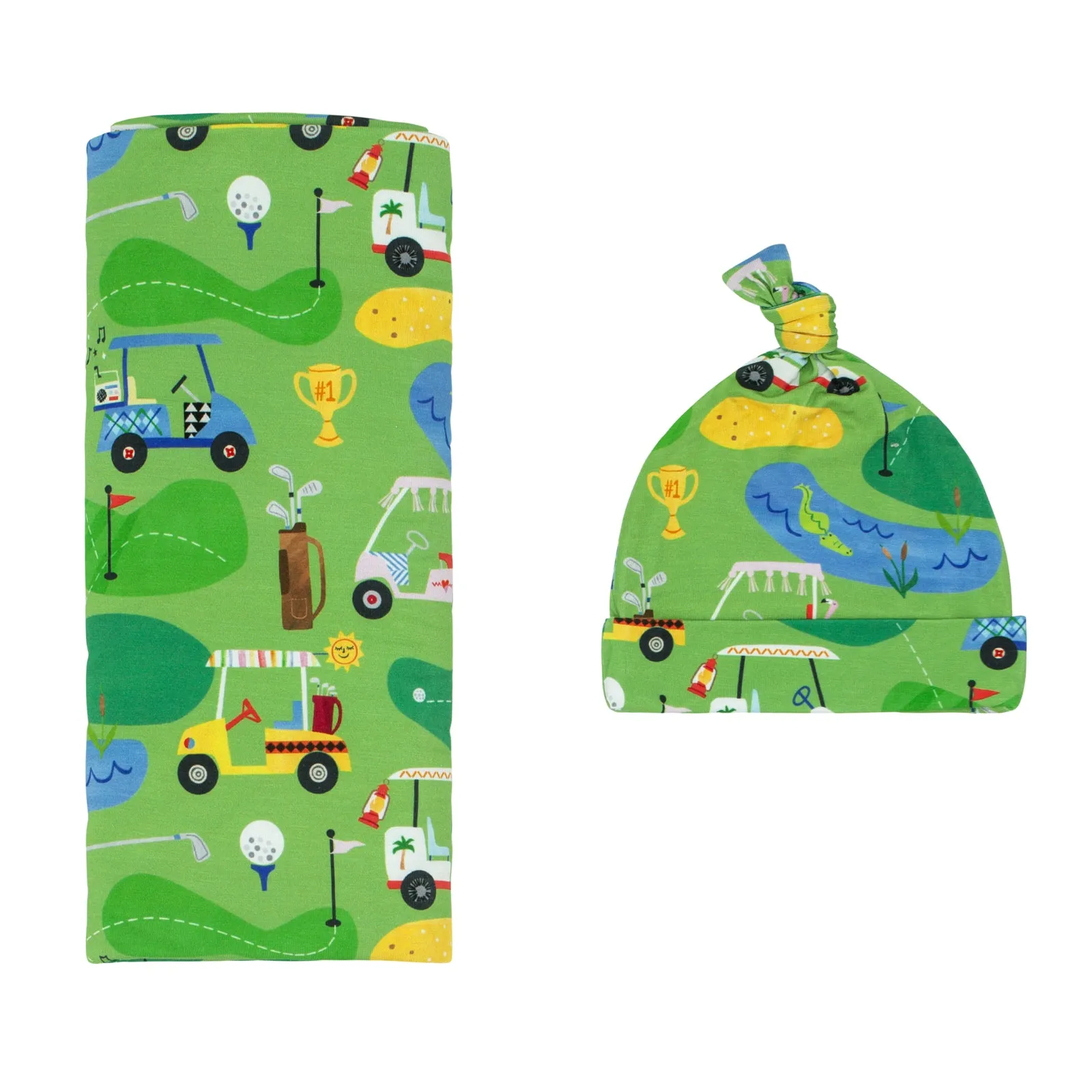 Fairway Fun Swaddle & Hat Set