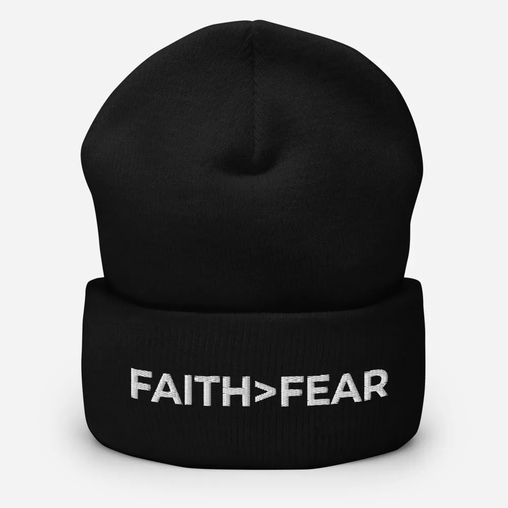 Faith Greater Than Fear Cuffed Beanie