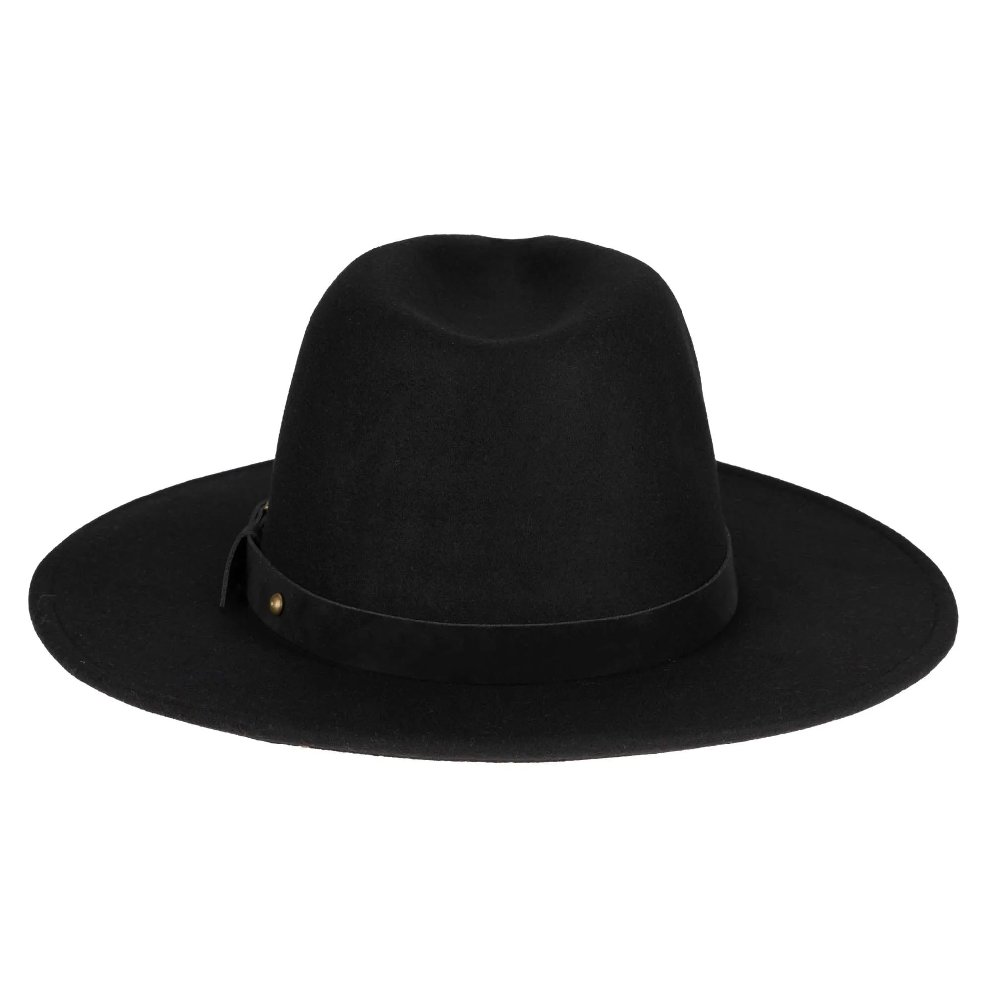 Faux Felt Fedora with Faux Leather Western Buckle Band