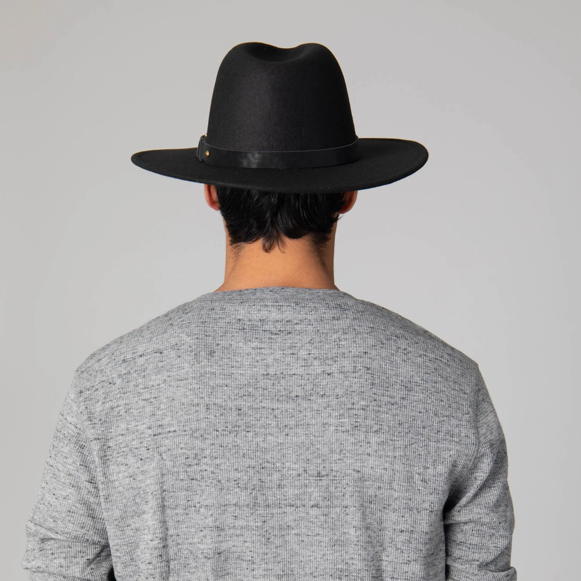 Faux Felt Fedora with Faux Leather Western Buckle Band