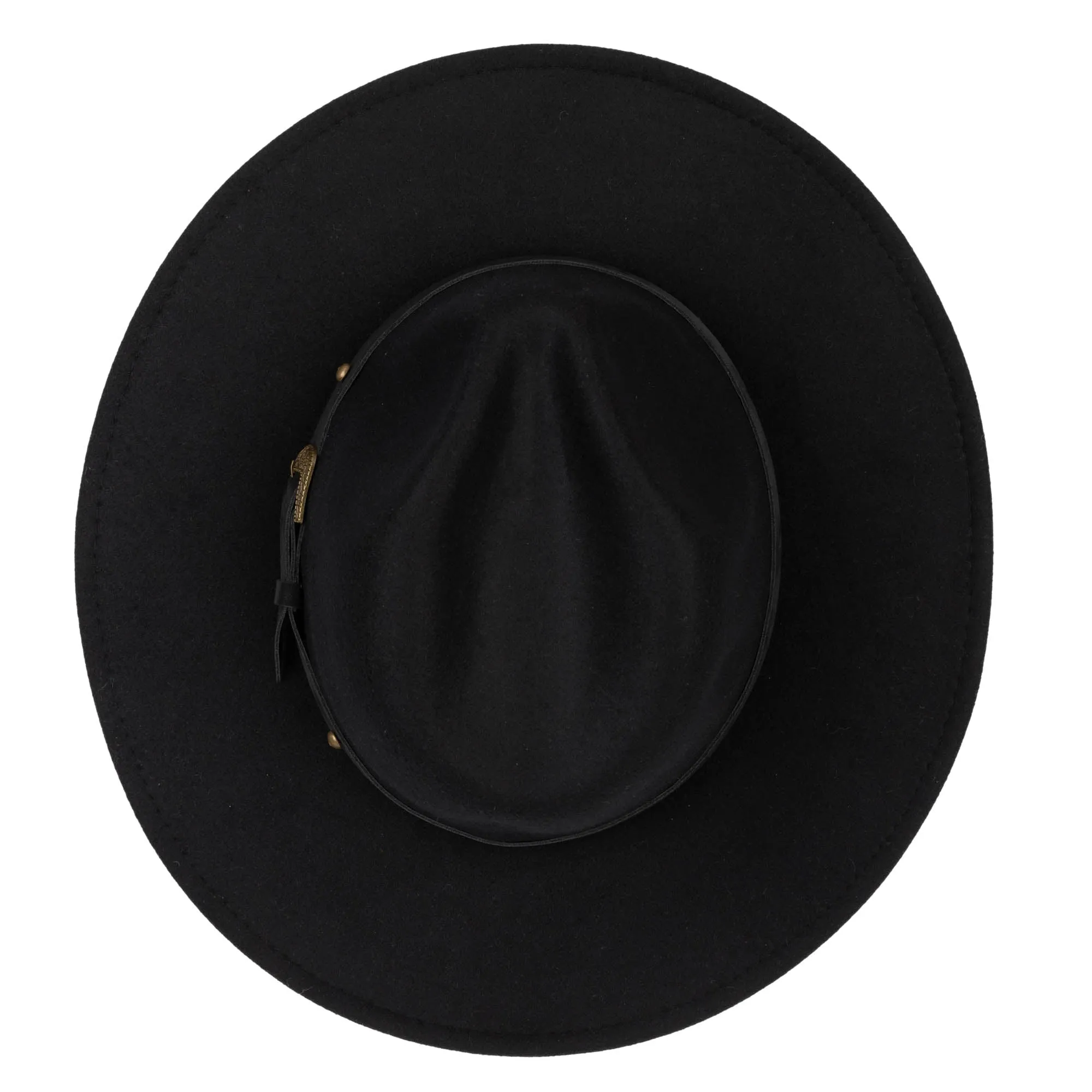 Faux Felt Fedora with Faux Leather Western Buckle Band
