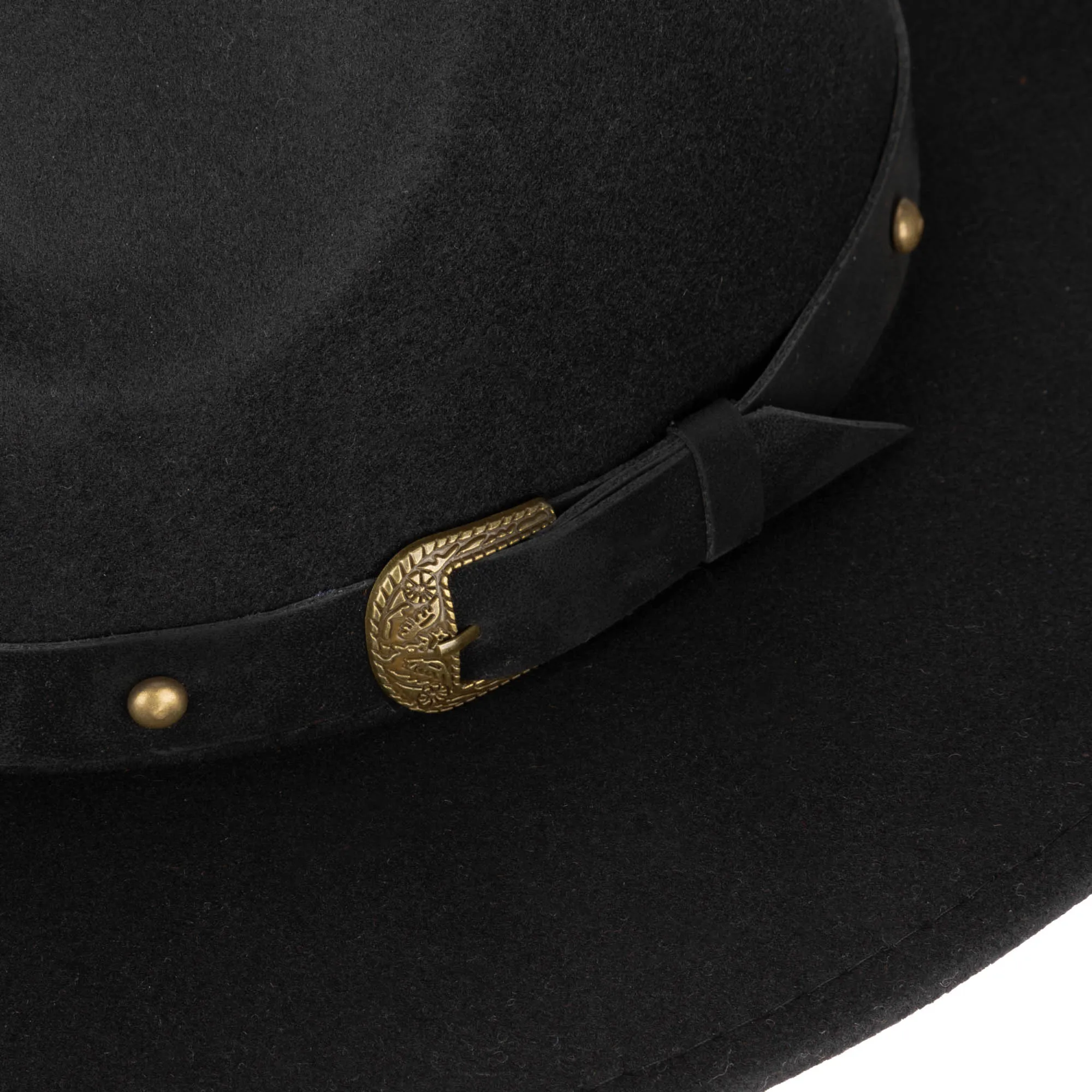 Faux Felt Fedora with Faux Leather Western Buckle Band