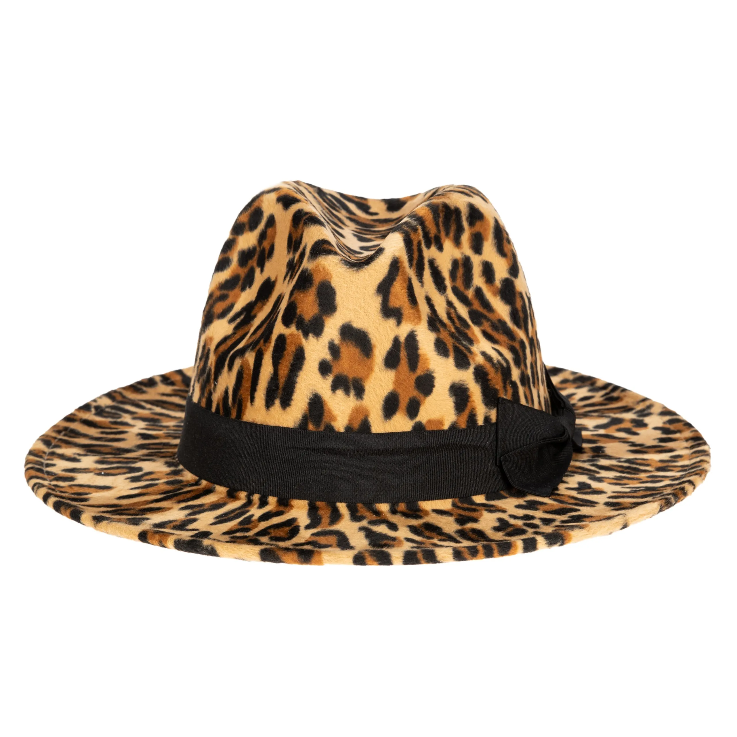 Faux Felt Leopard Print Fedora