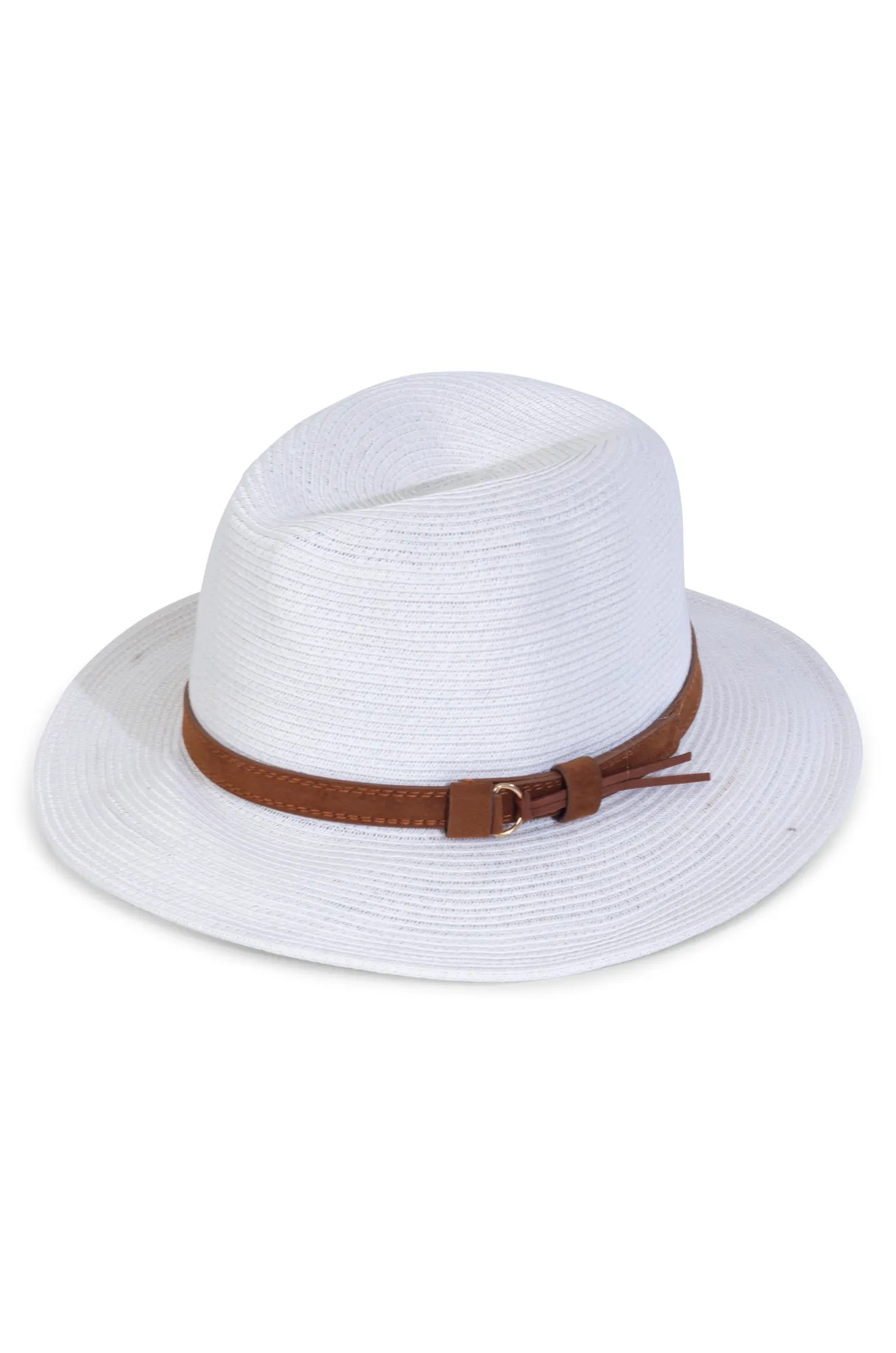 Ferdora Hat with PU belt | WHITE | 0524A1