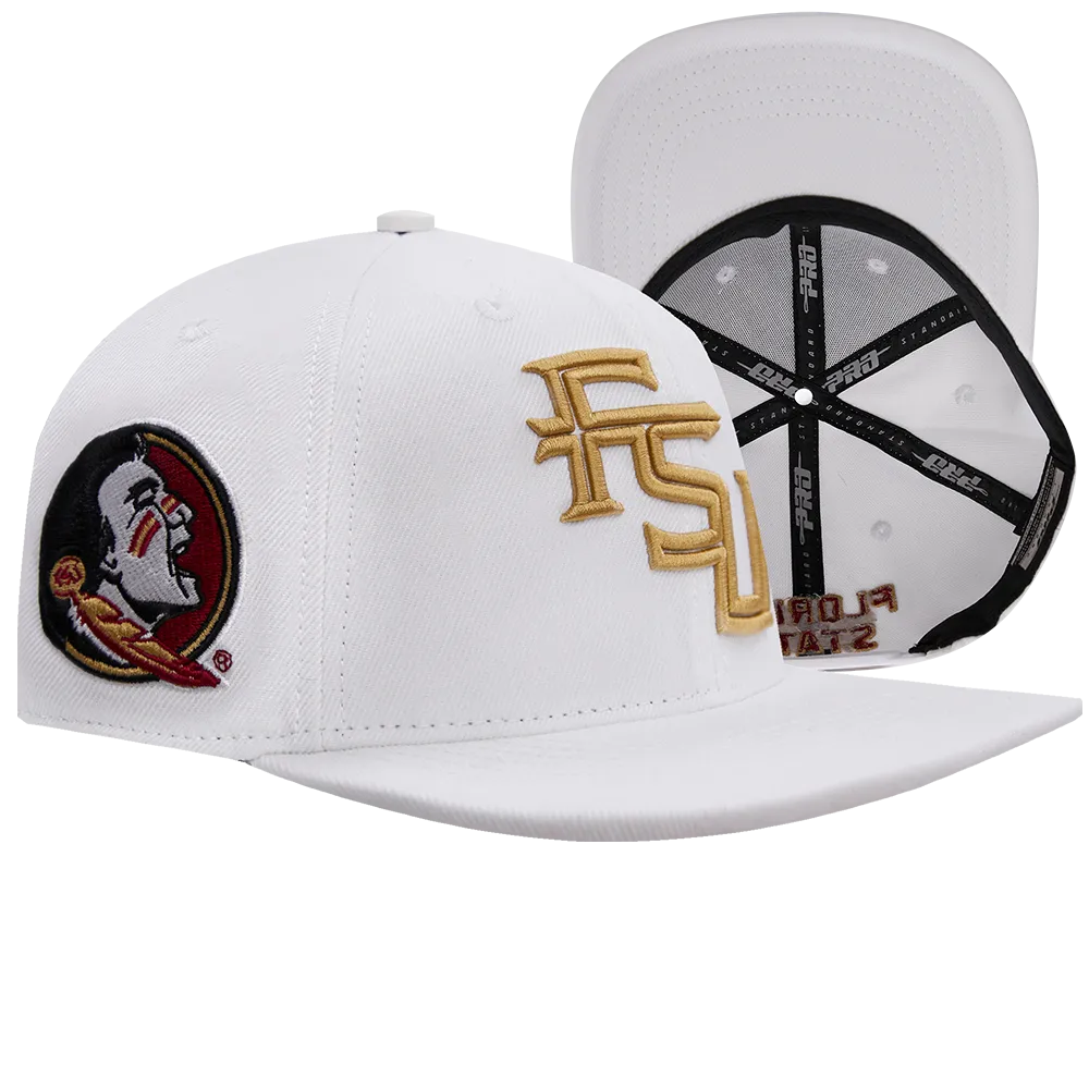 FLORIDA STATE UNIVERSITY CLASSIC UNISEX WOOL SNAPBACK HAT (WHITE)