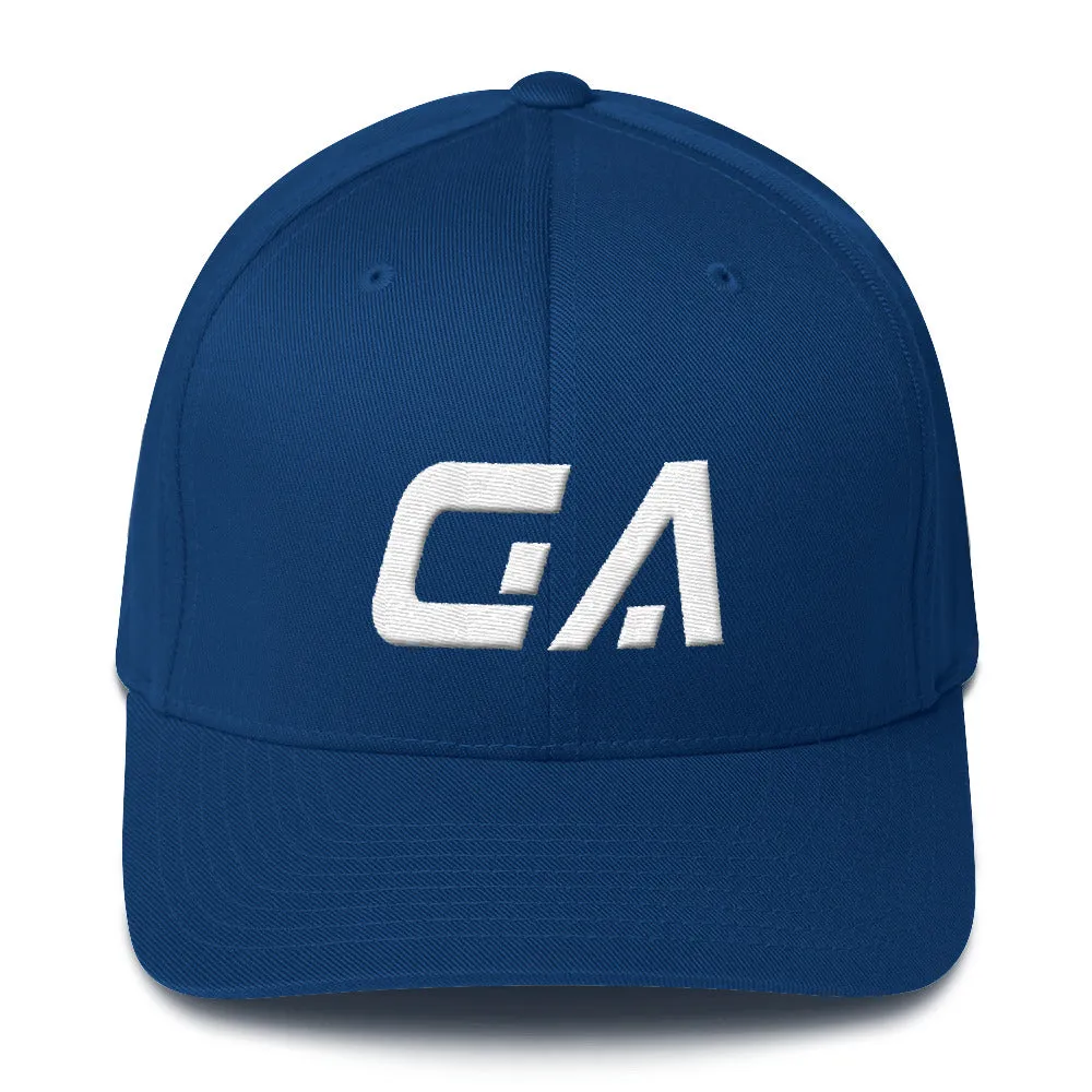 Georgia - Structured Twill Cap - White Embroidery - GA - Many Hat Color Options Available