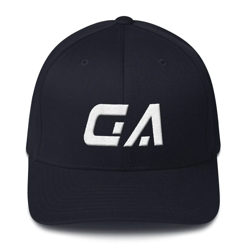 Georgia - Structured Twill Cap - White Embroidery - GA - Many Hat Color Options Available