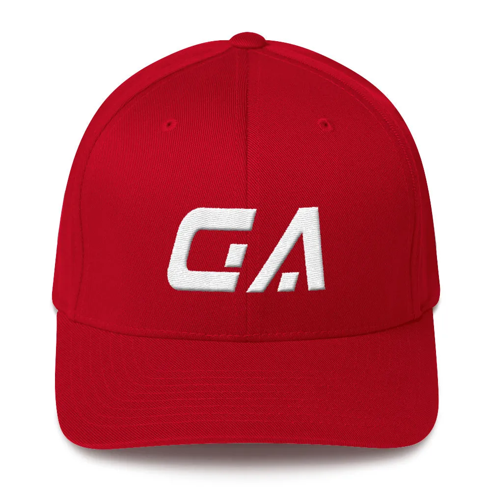 Georgia - Structured Twill Cap - White Embroidery - GA - Many Hat Color Options Available
