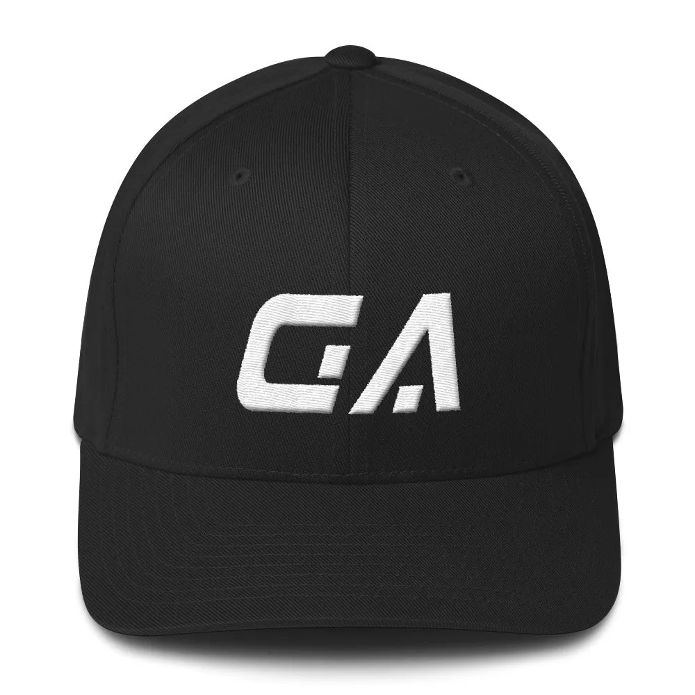 Georgia - Structured Twill Cap - White Embroidery - GA - Many Hat Color Options Available