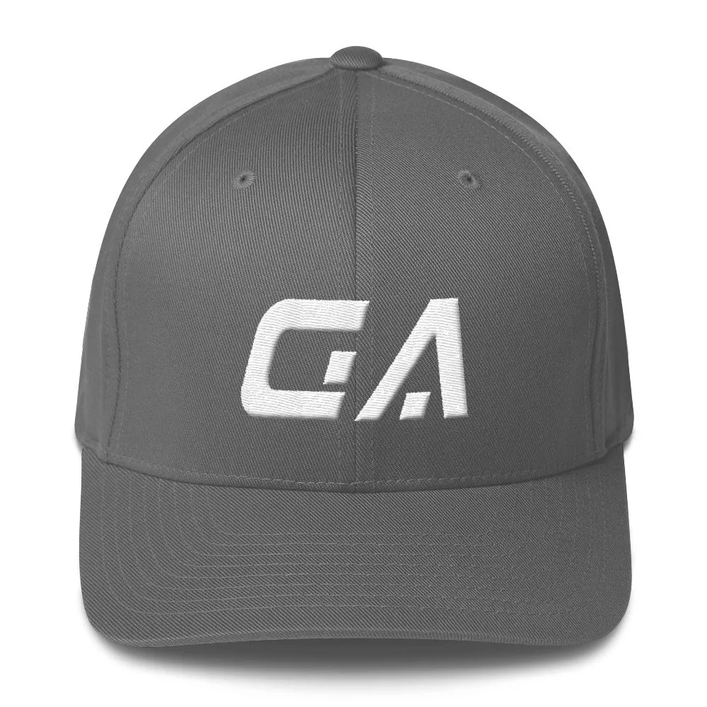 Georgia - Structured Twill Cap - White Embroidery - GA - Many Hat Color Options Available