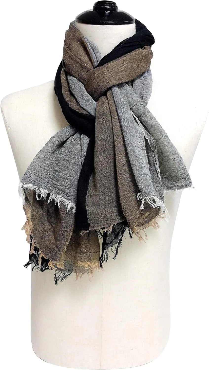 GERINLY Color Block Spring Scarf for Men Long Neck Wraps Shawl Urbanstyle Scarf Gift for Men