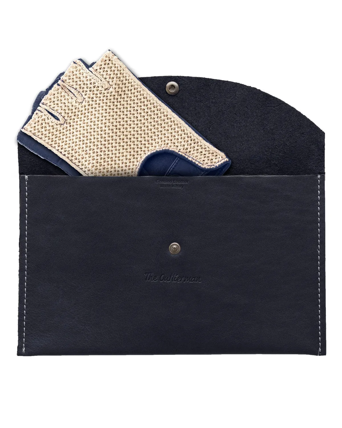 HERITAGE - Fingerless Stringback Driving Gloves - Blue